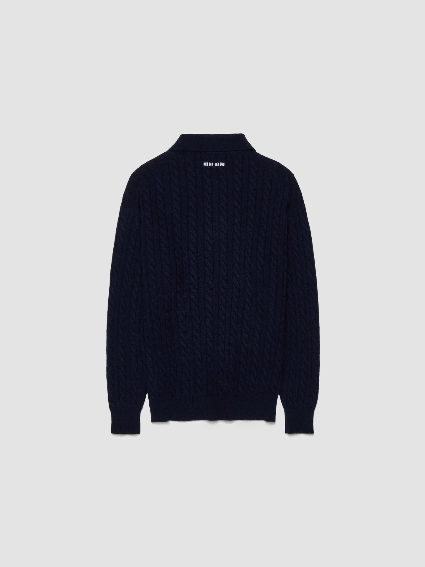 Cable Knit Cashmere Pullover in Navy