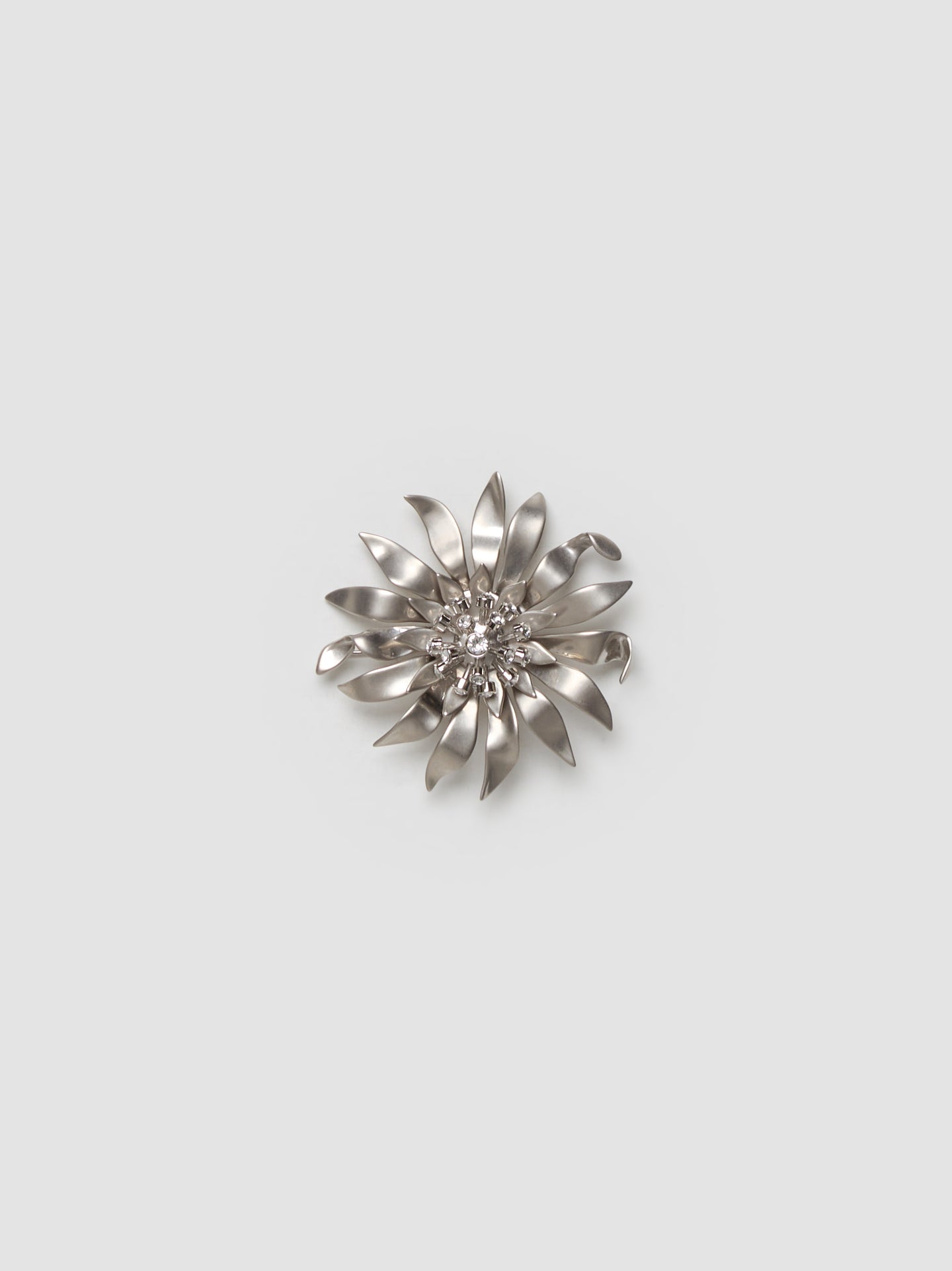 Metal Brooch with Crystals in Steel