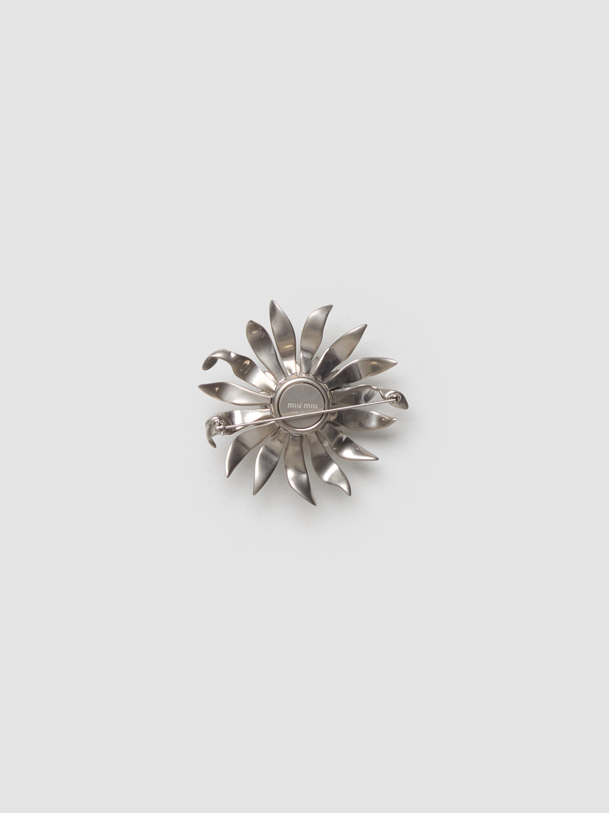 Metal Brooch with Crystals in Steel