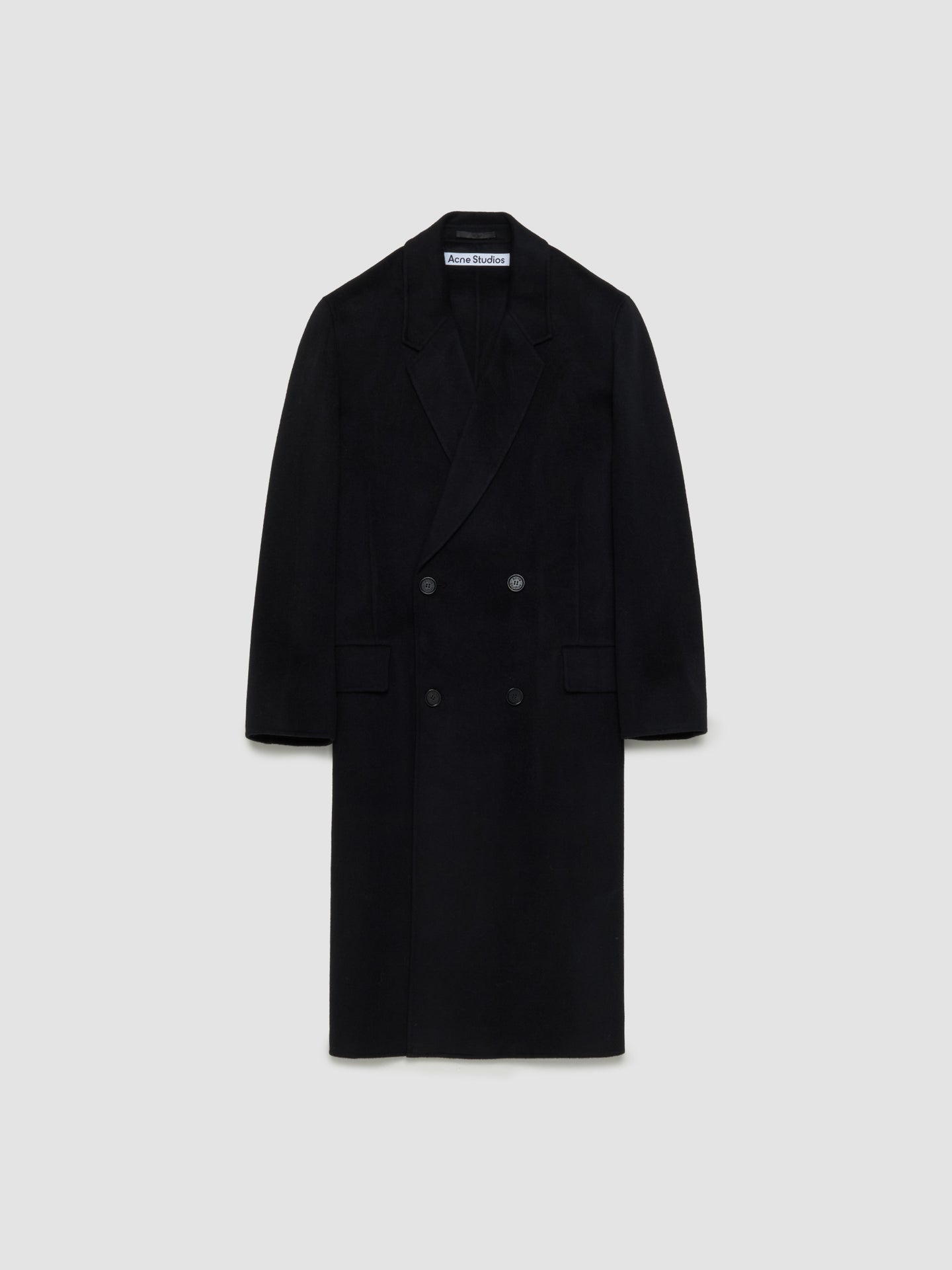 Double-Breasted Wool Coat in Black