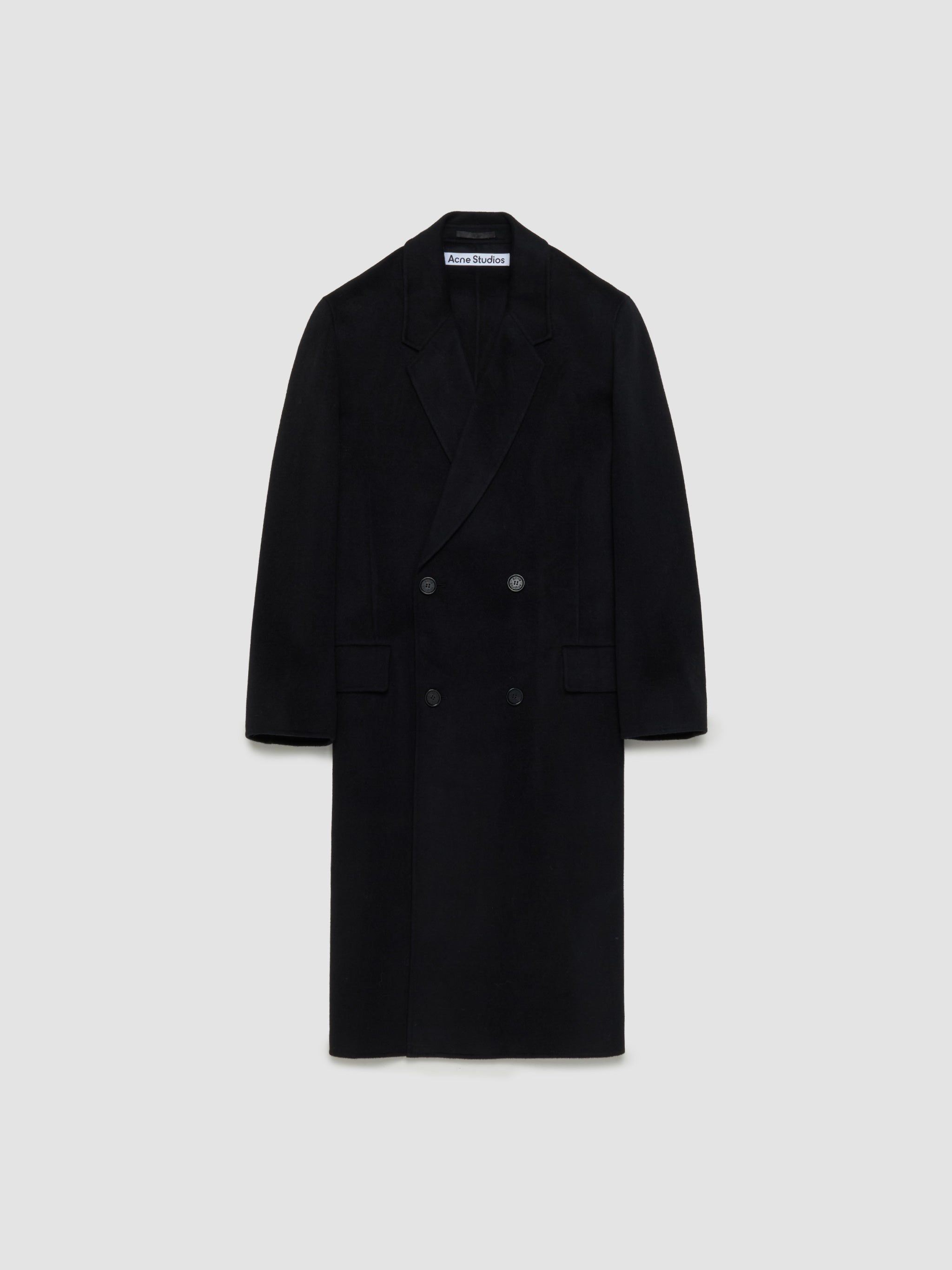 Double-Breasted Wool Coat in Black