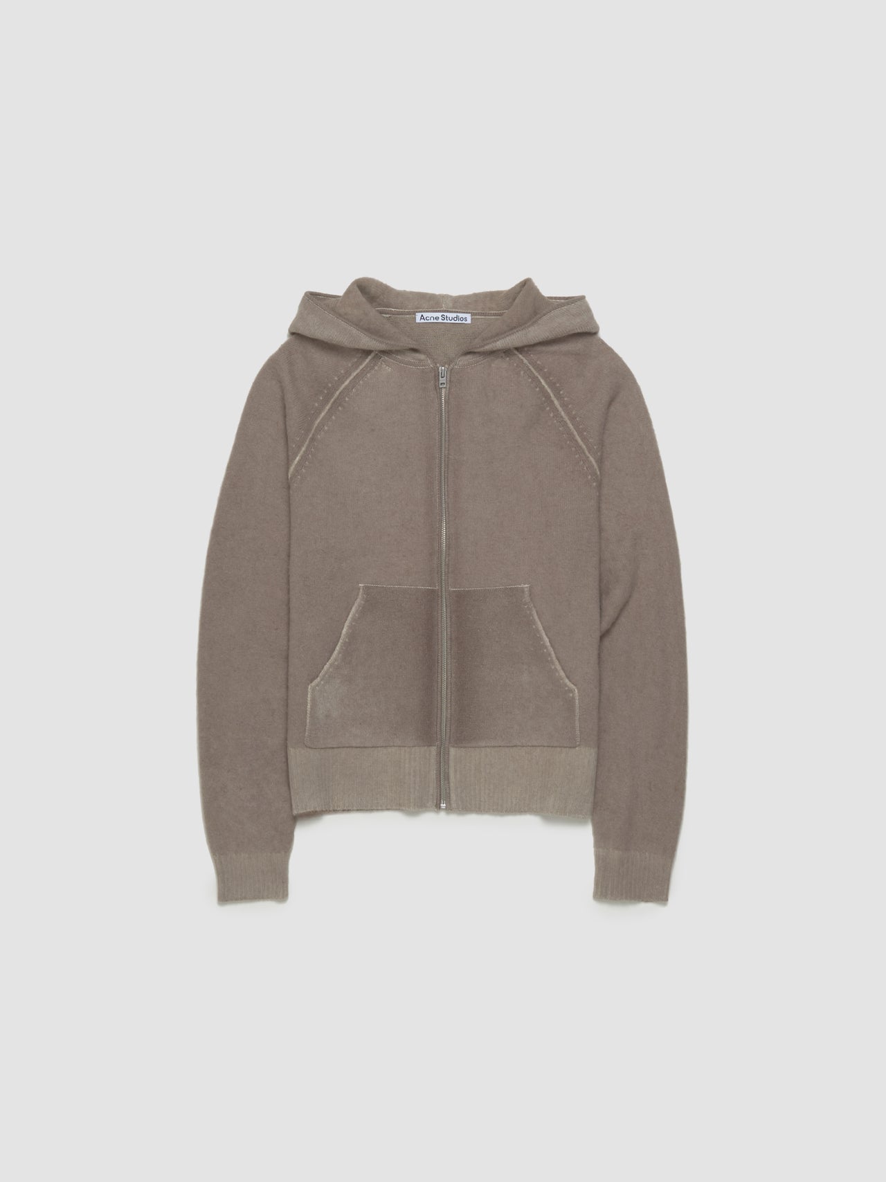 Hooded Zipper Sweater in Beige