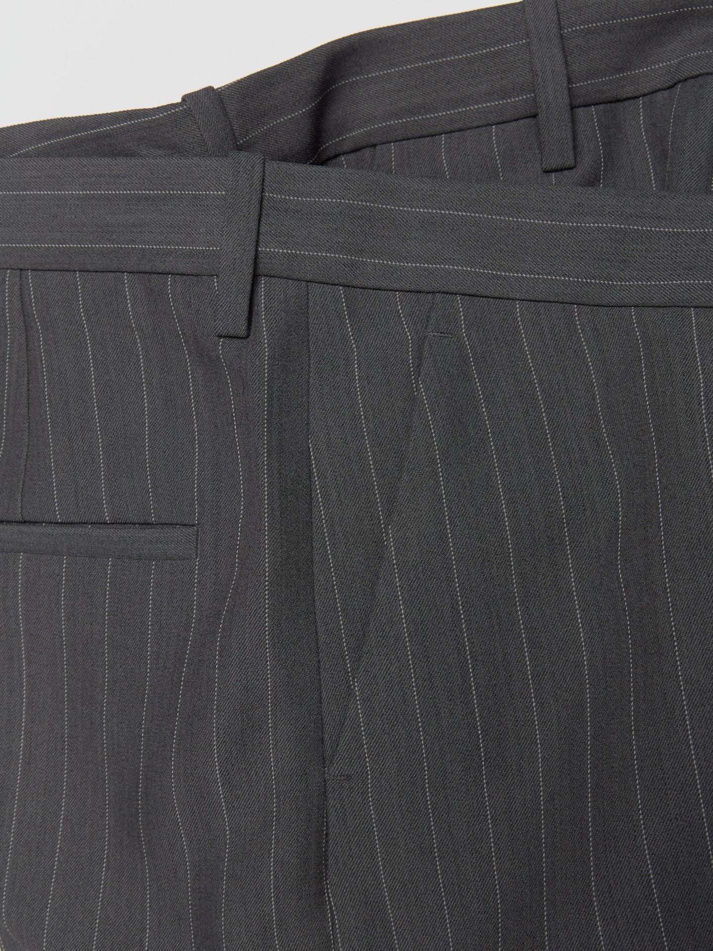 Deconstructed Pinstripe Trousers in Grey Melange