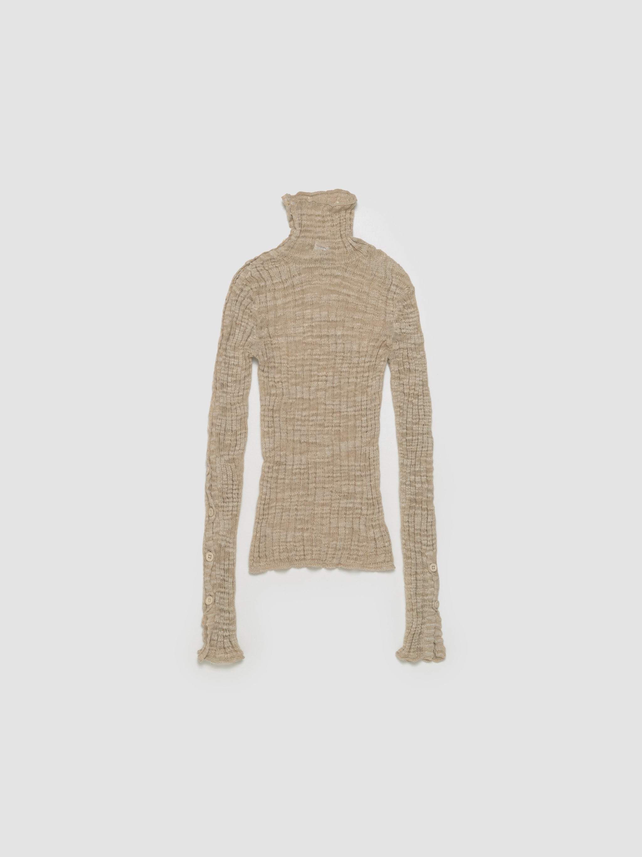 Ribbed Turtleneck in Beige