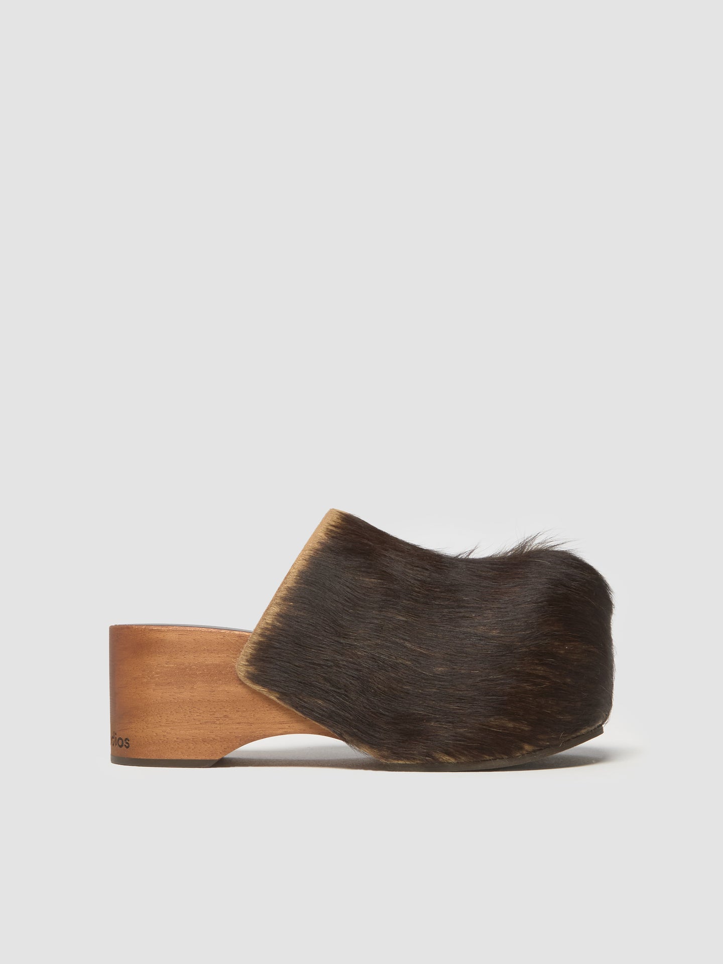 Hairy Wood Clogs in Multi Brown