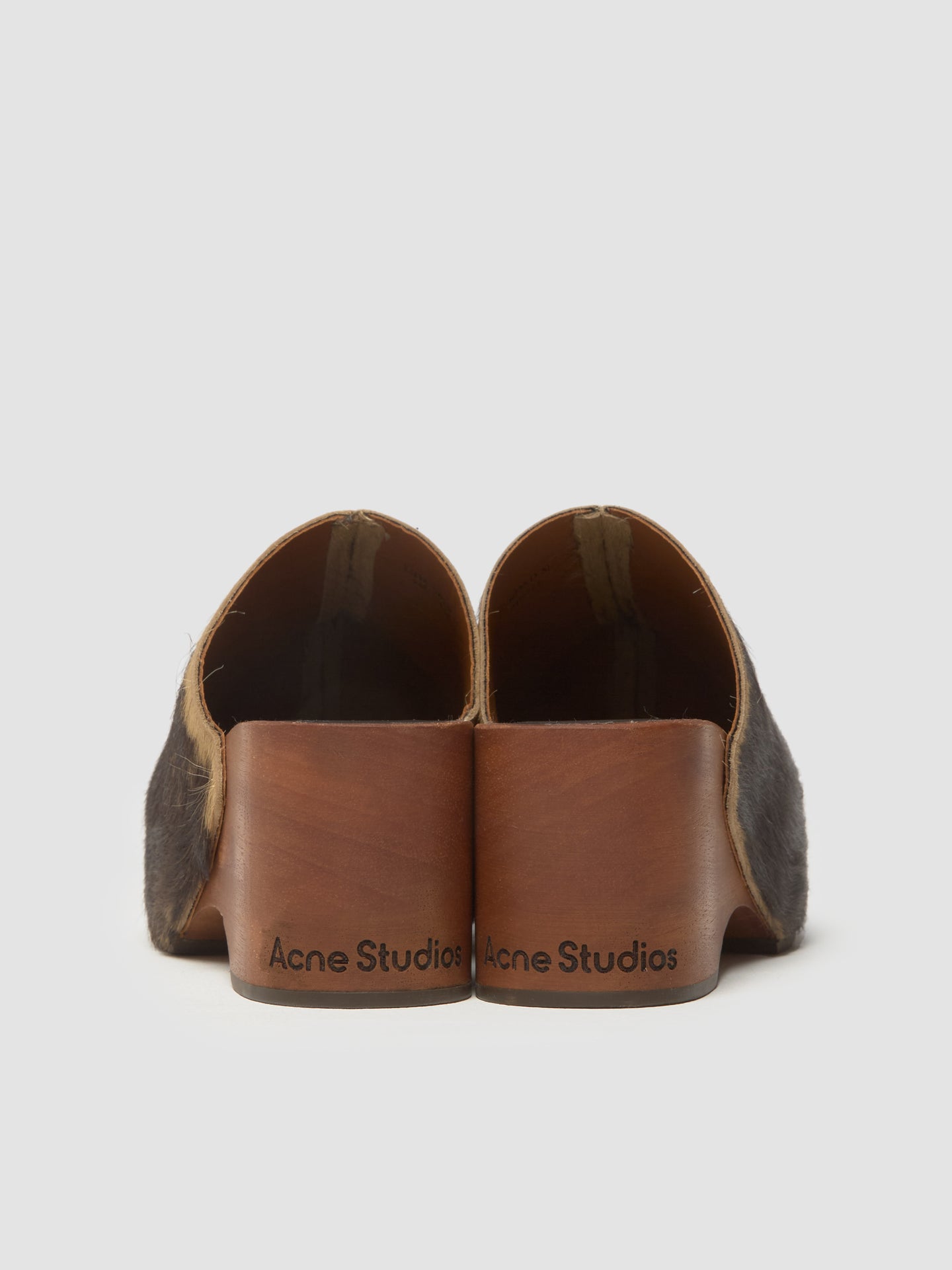 Hairy Wood Clogs in Multi Brown