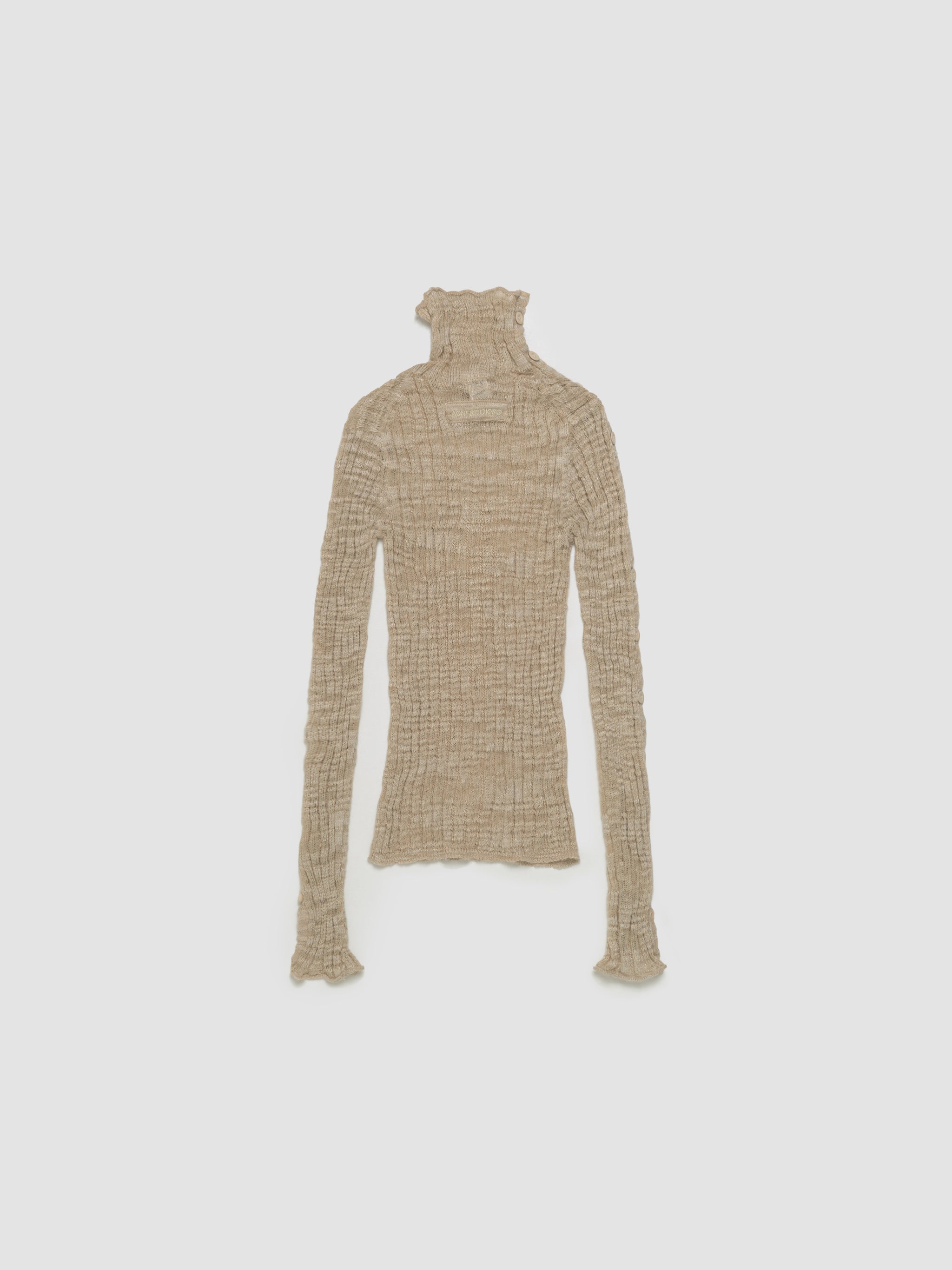 Ribbed Turtleneck in Beige