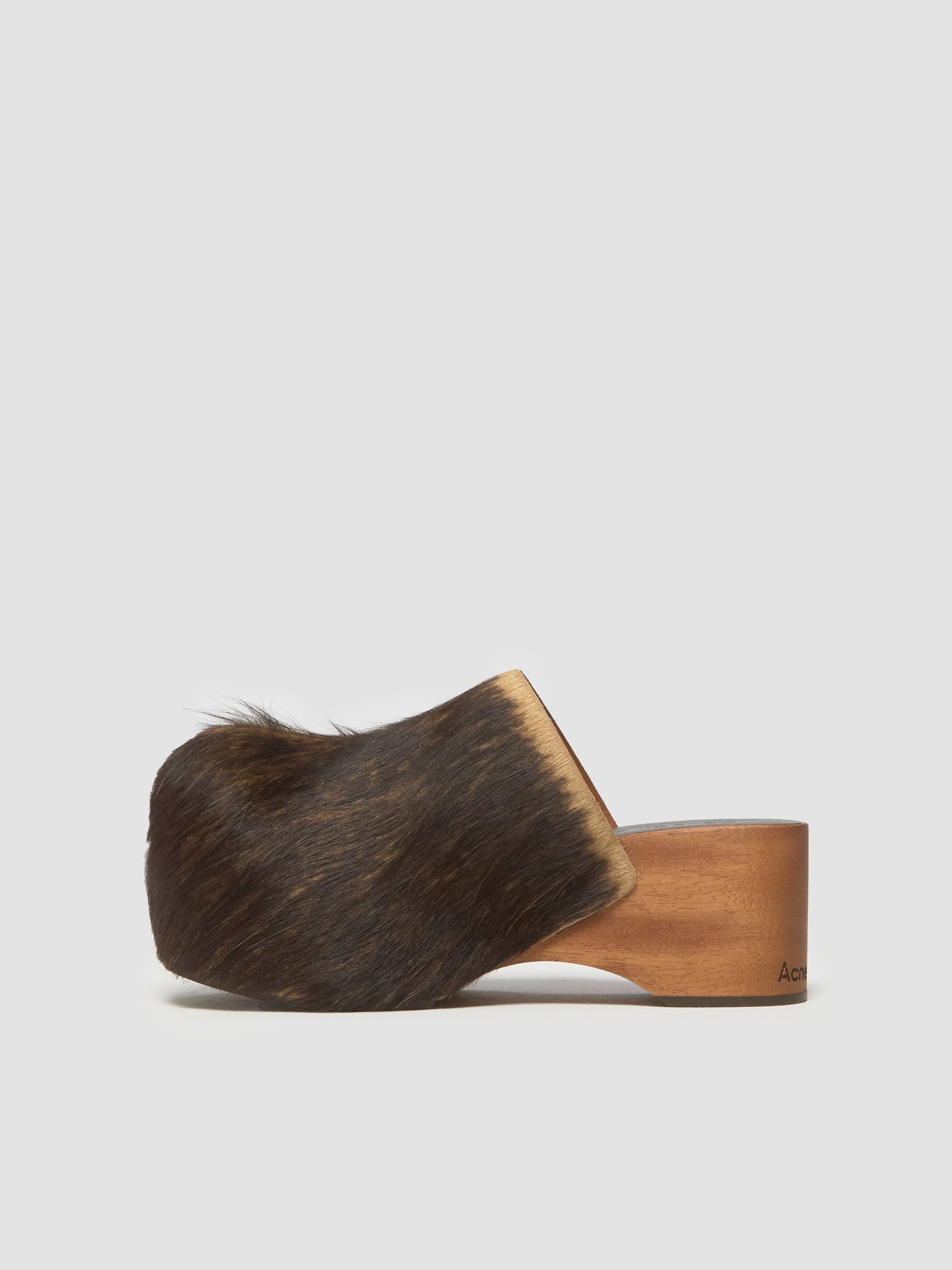 Hairy Wood Clogs in Multi Brown