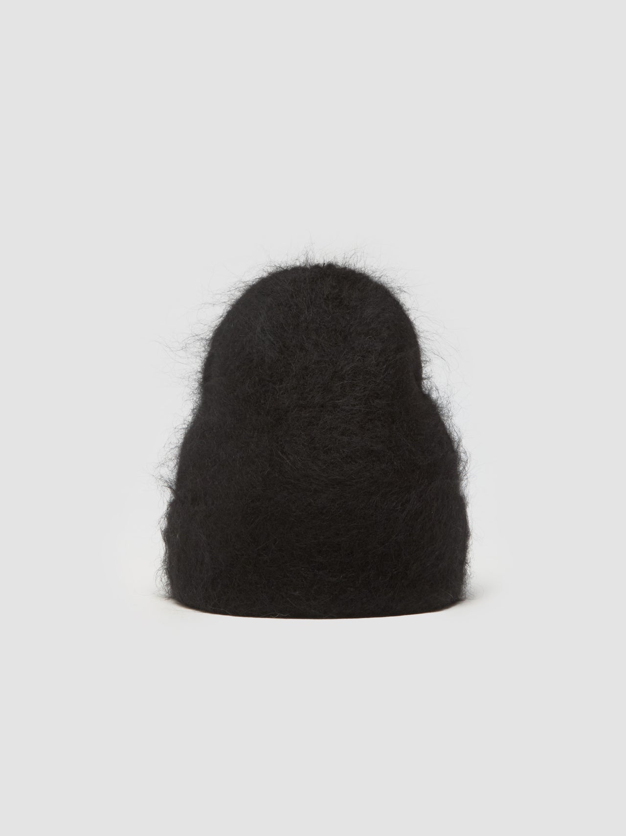 Fuzzy Beanie in Black Alpaca