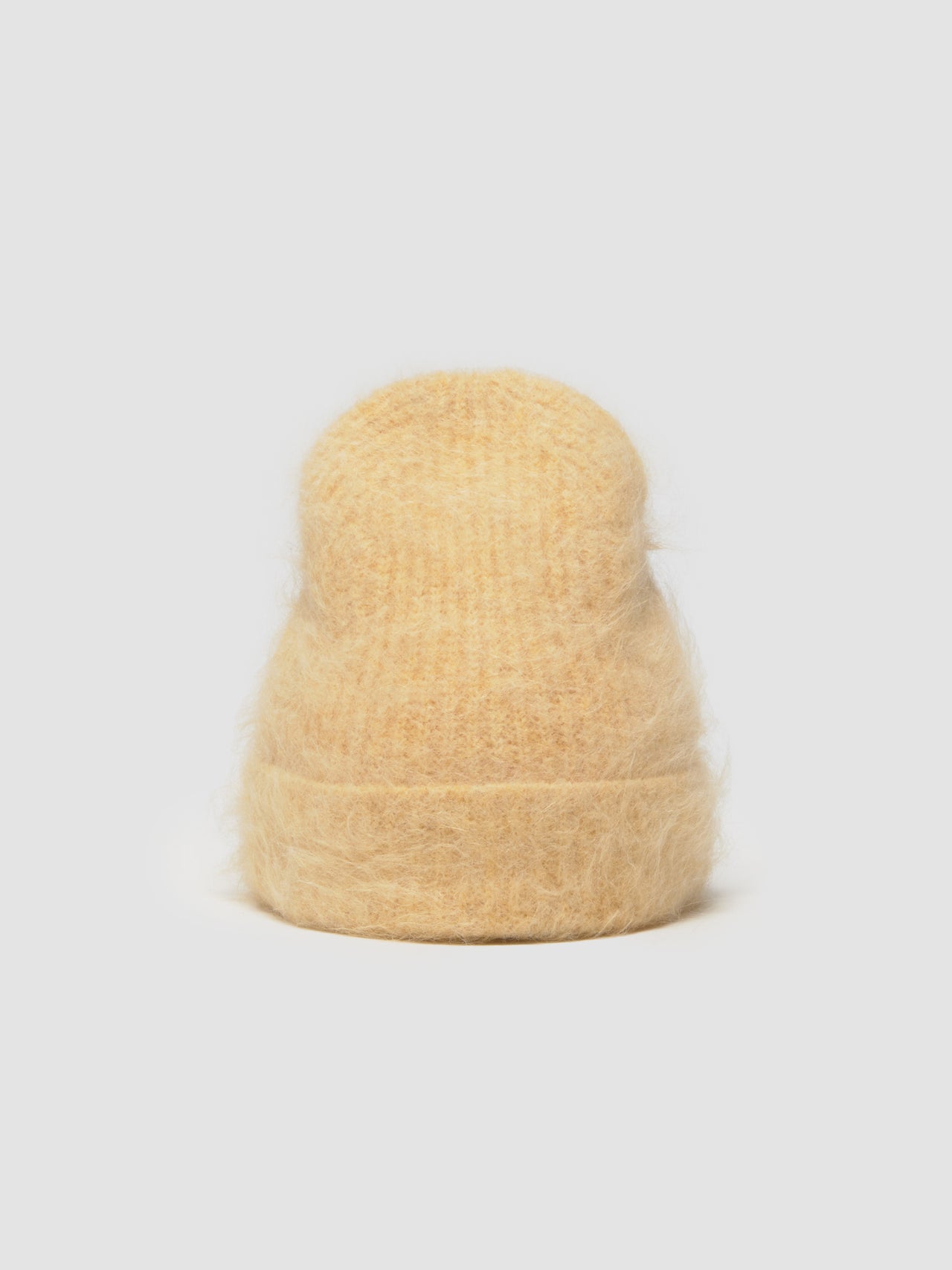 Fuzzy Beanie in Yellow Alpaca