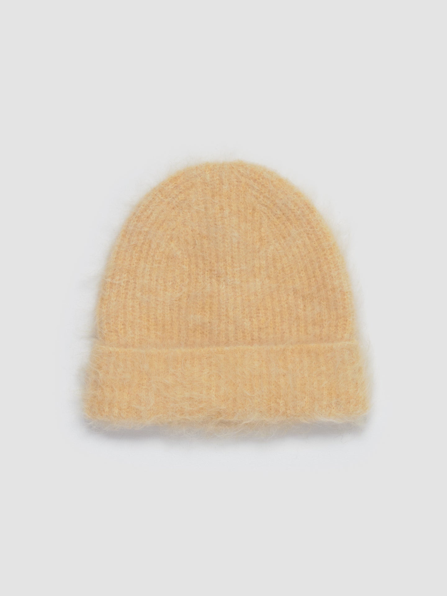 Fuzzy Beanie in Yellow Alpaca