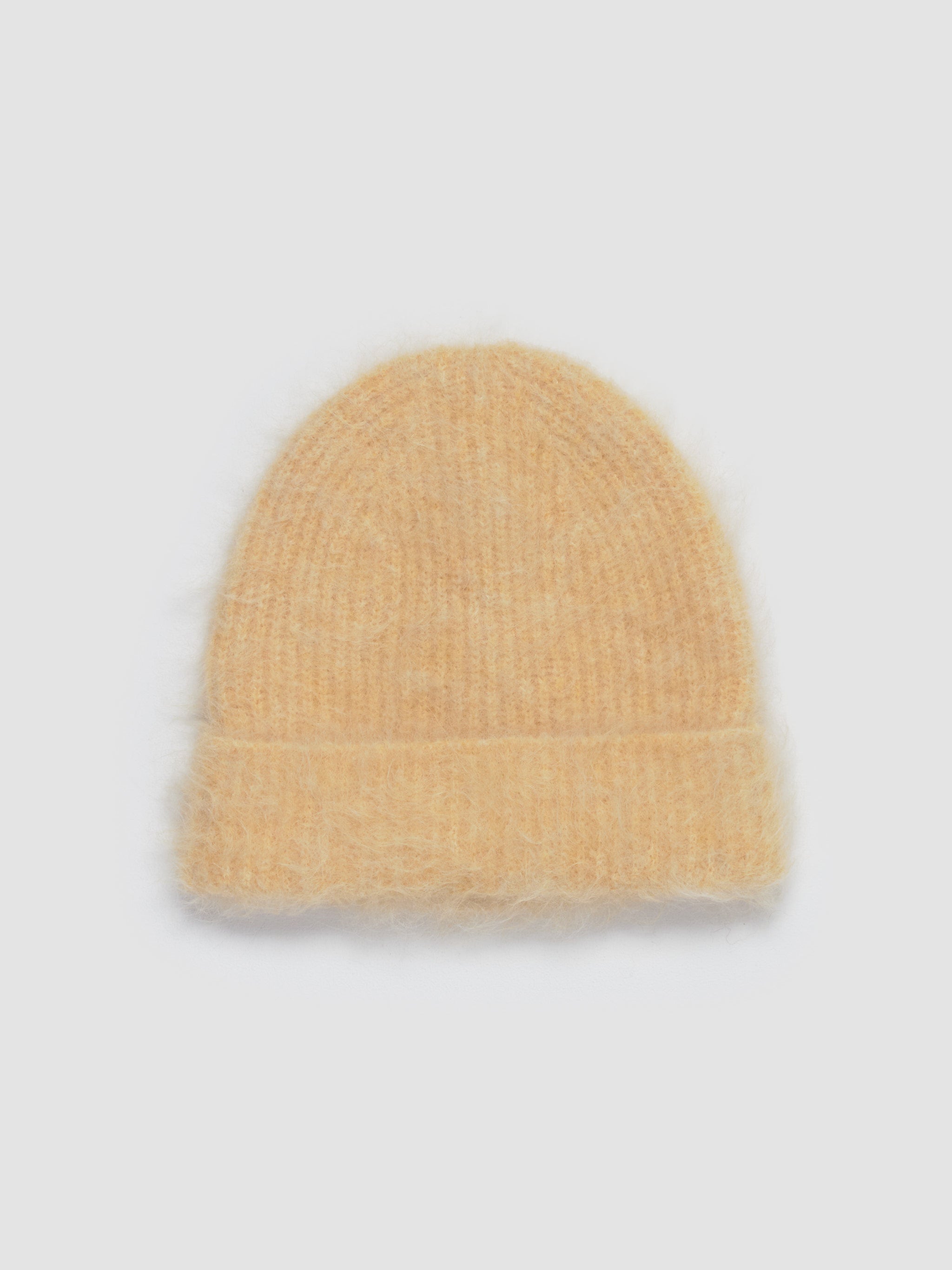 Fuzzy Beanie in Yellow Alpaca