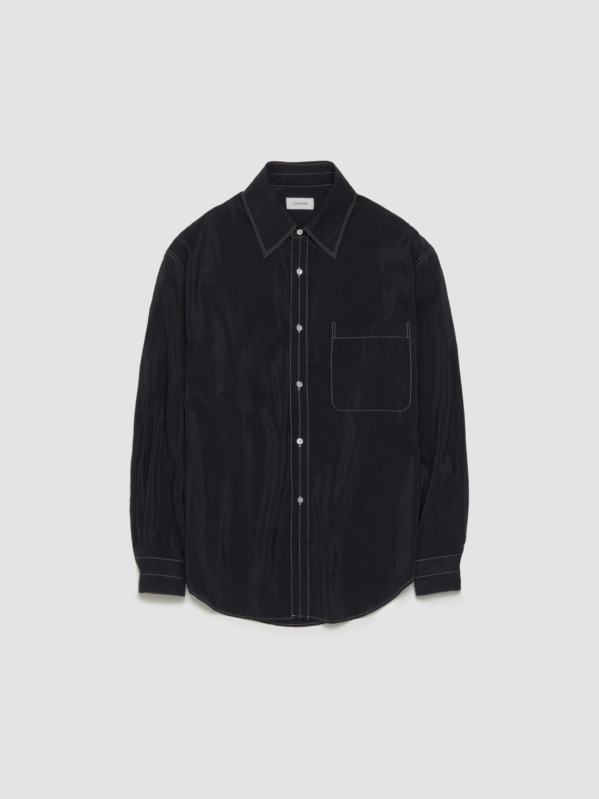 Easy Shirt with Contrasted Stitch in Black