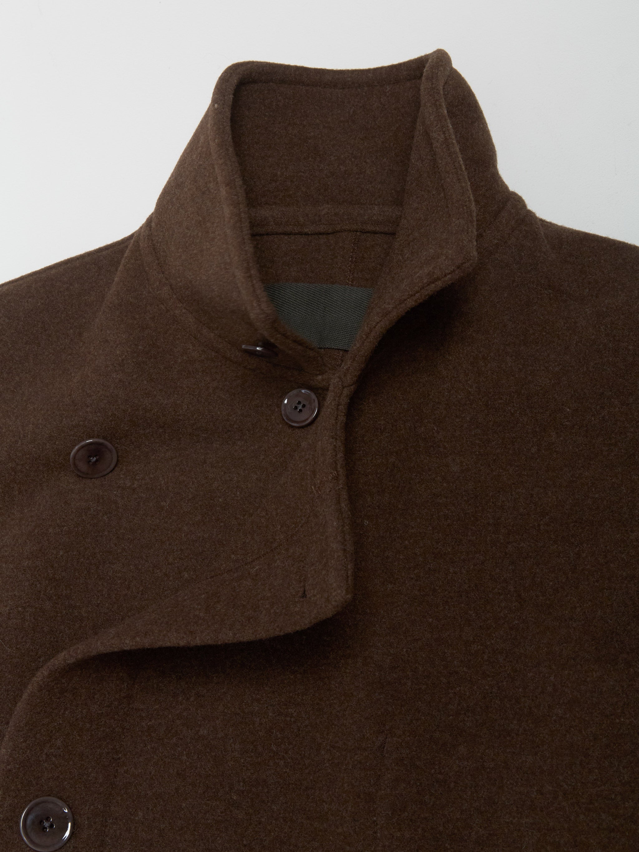 Wrap Coat with Contrast Stitch in Brown Chine