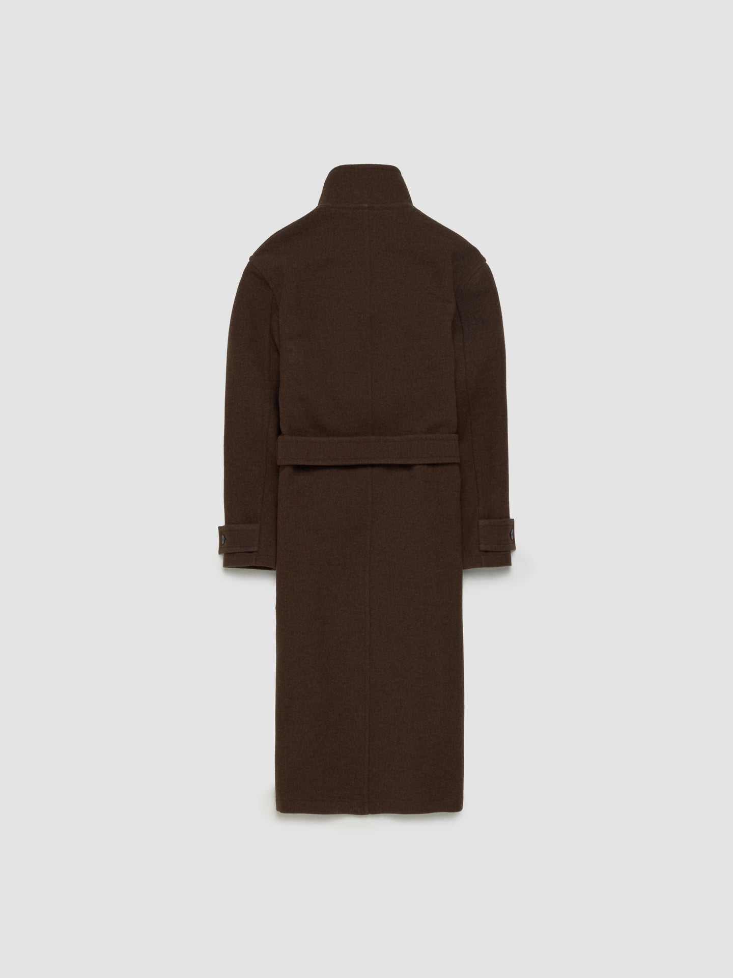 Wrap Coat with Contrast Stitch in Brown Chine