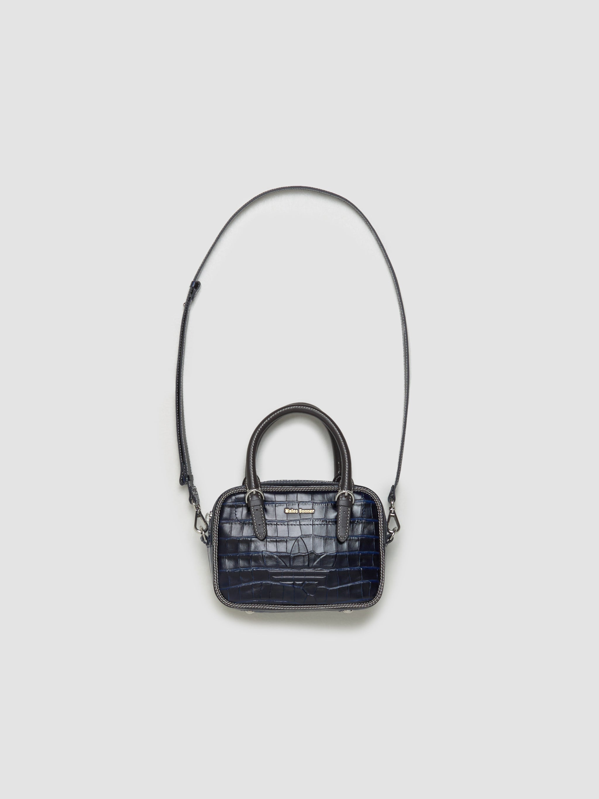 x Wales Bonner Small Croc Bag in Navy