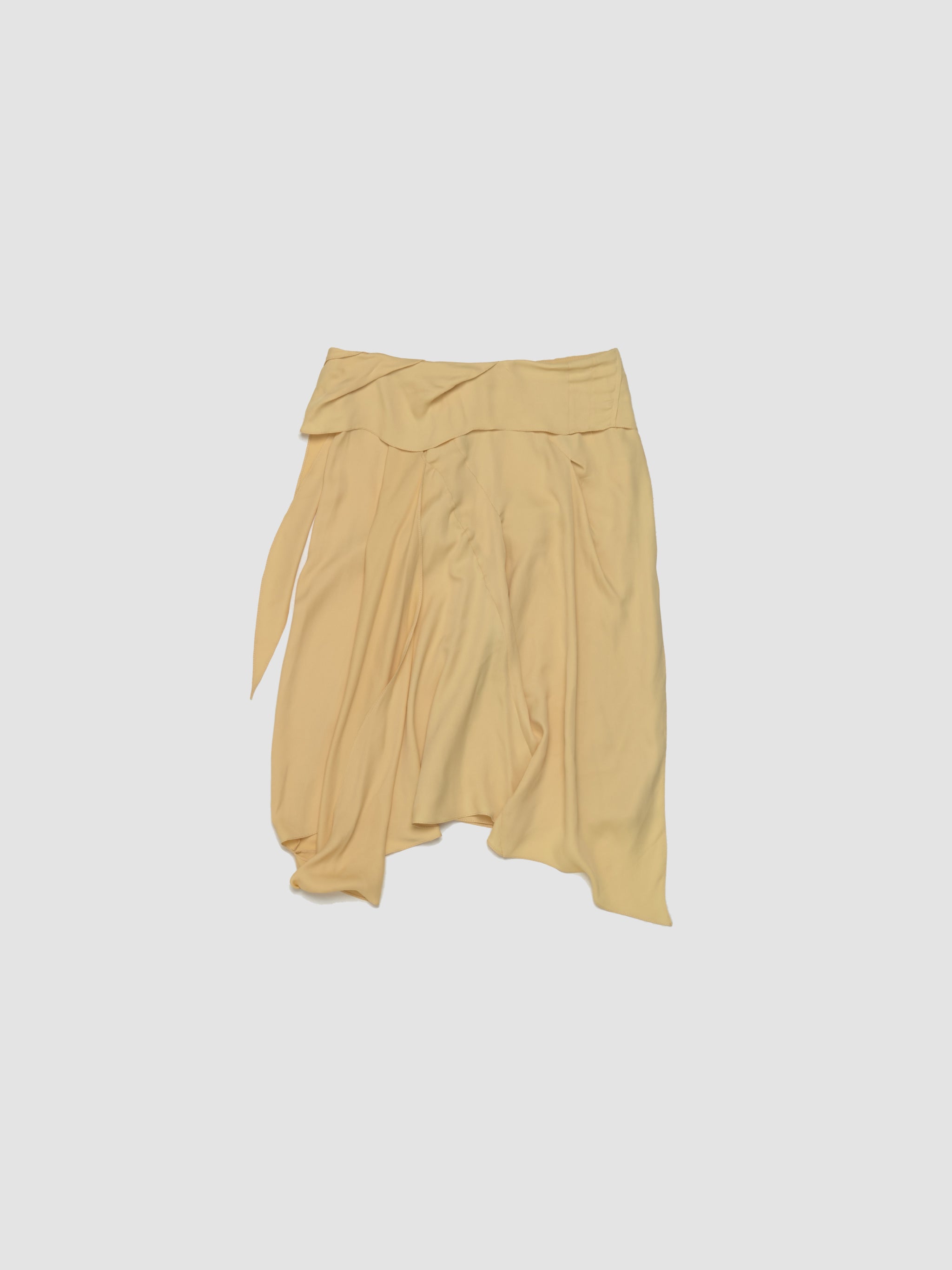 Kukri Draped Skirt in Pale Yellow