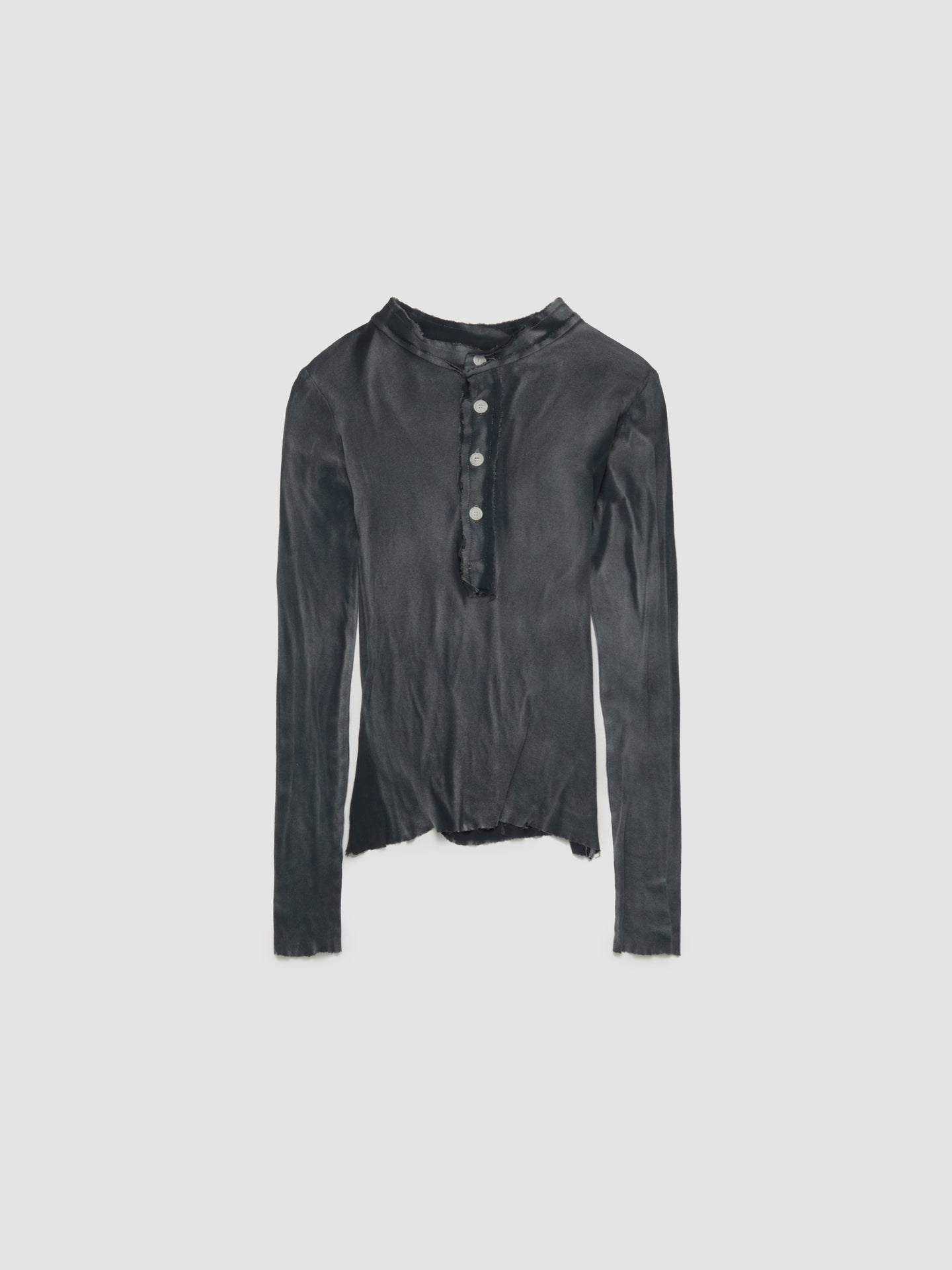 Raw Stack Long Sleeve Henley T-Shirt in Washed Black