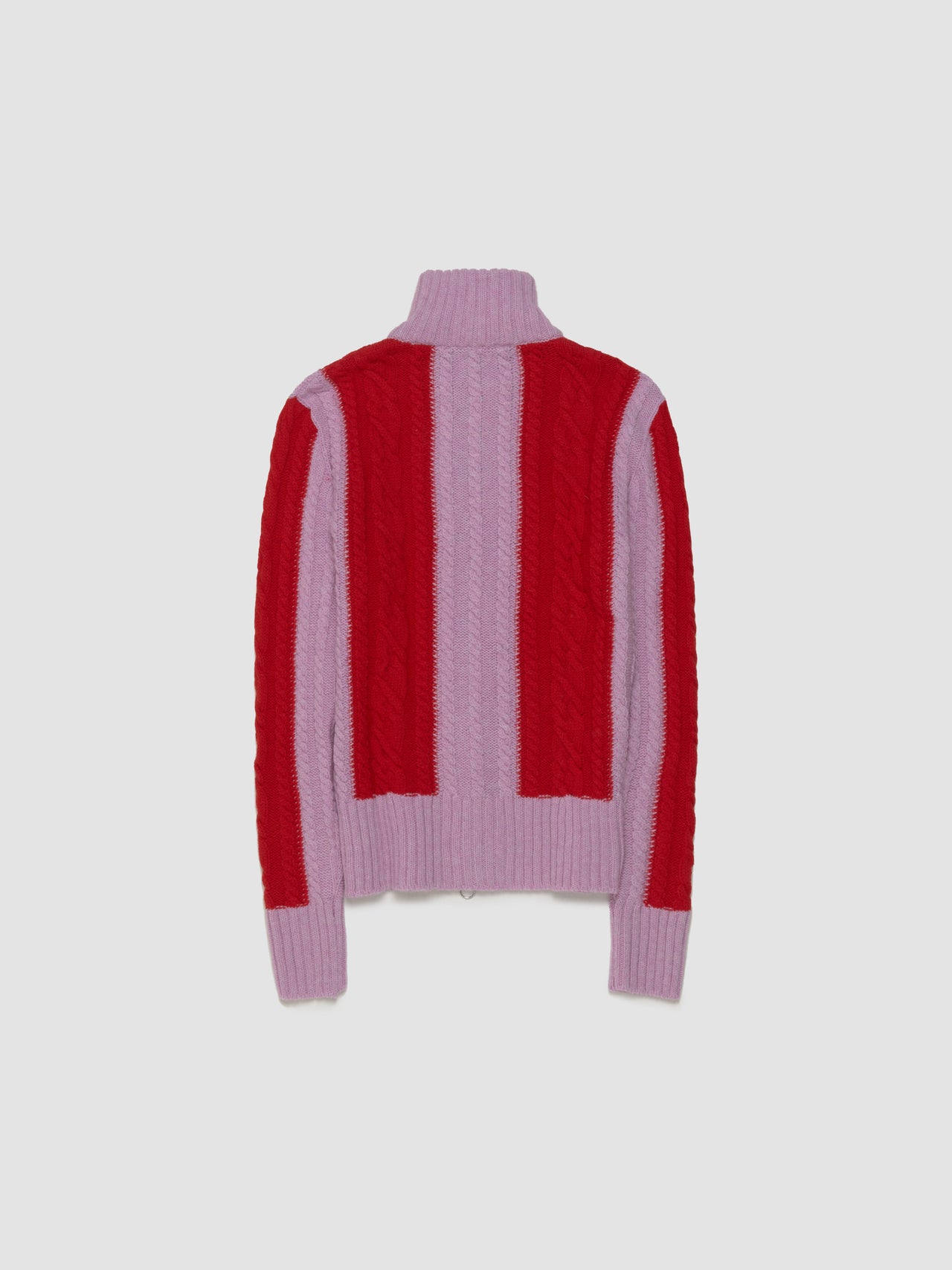 Aaron Zip-Up Knit Jacket in Pink & Red