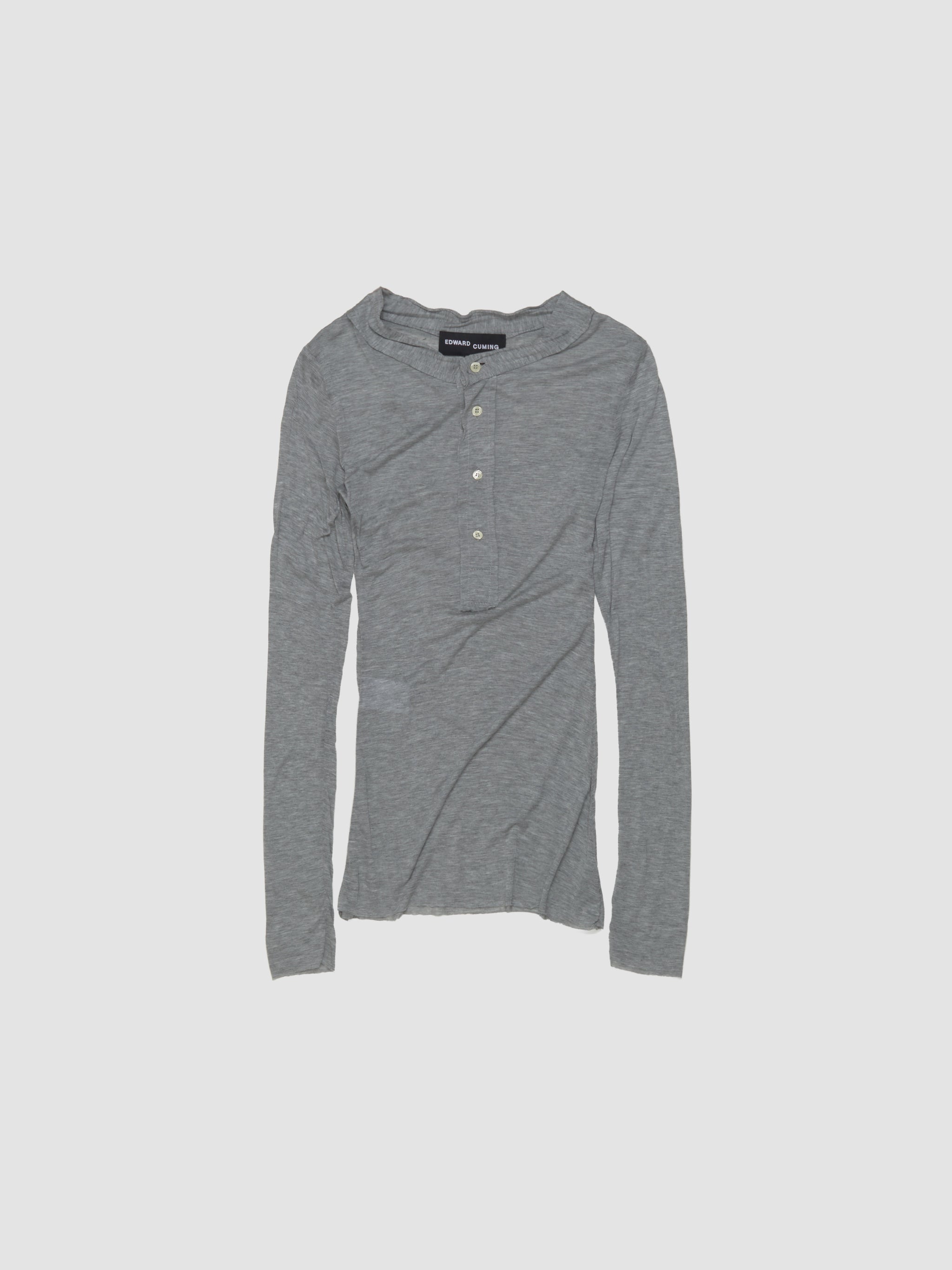 Raw Stack Long Sleeve Henley T-Shirt in Grey Marl