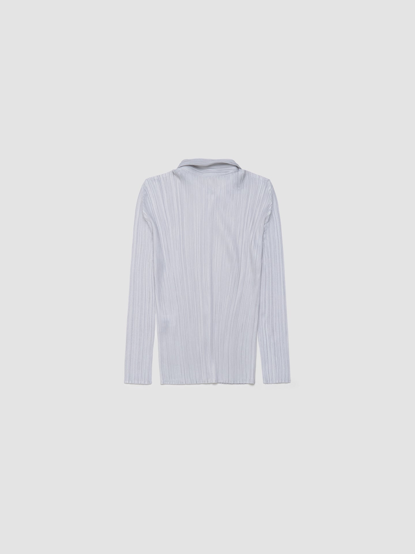 Pleated Button-Up Shirt in Light Grey