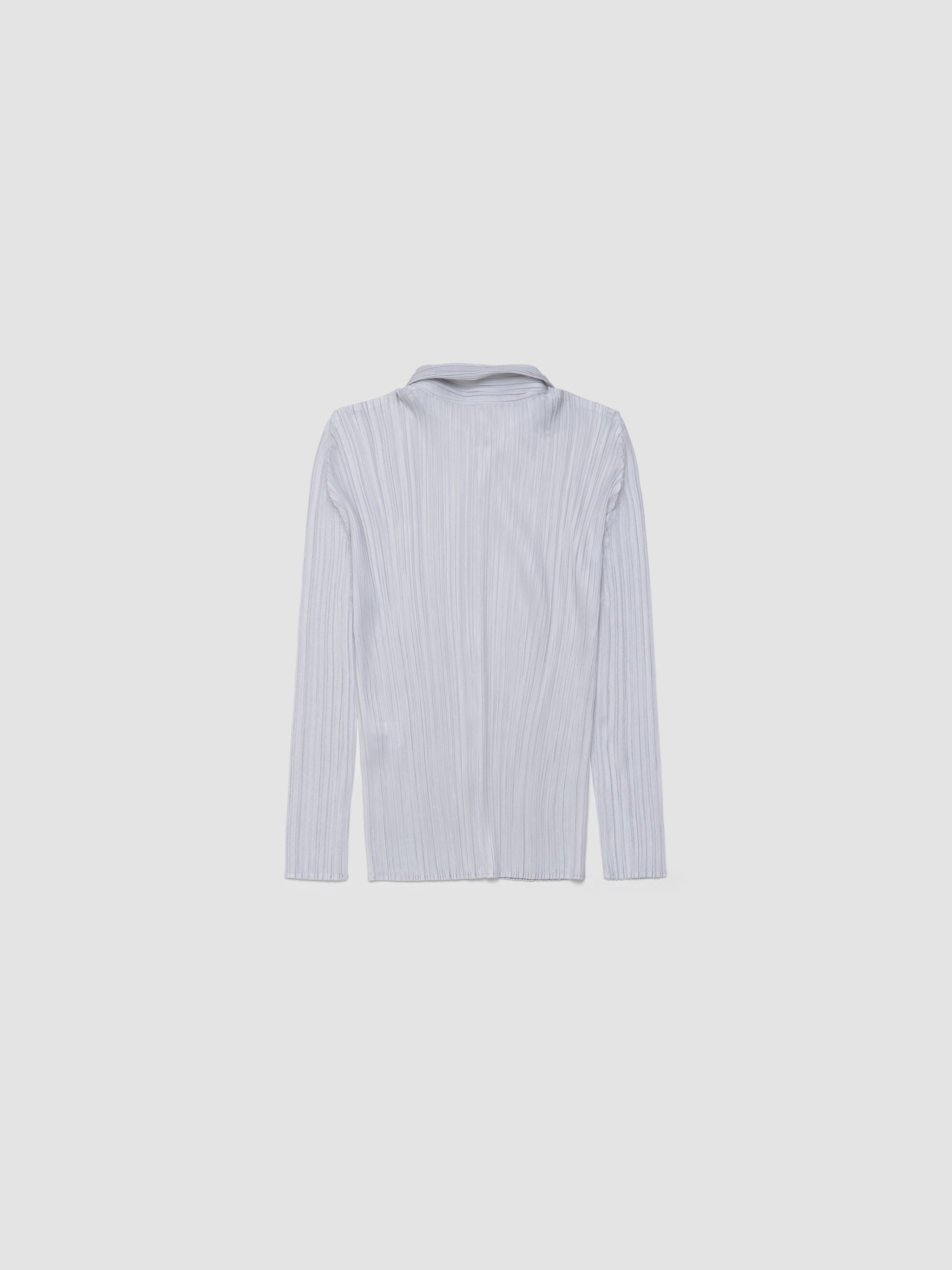 Pleated Button-Up Shirt in Light Grey