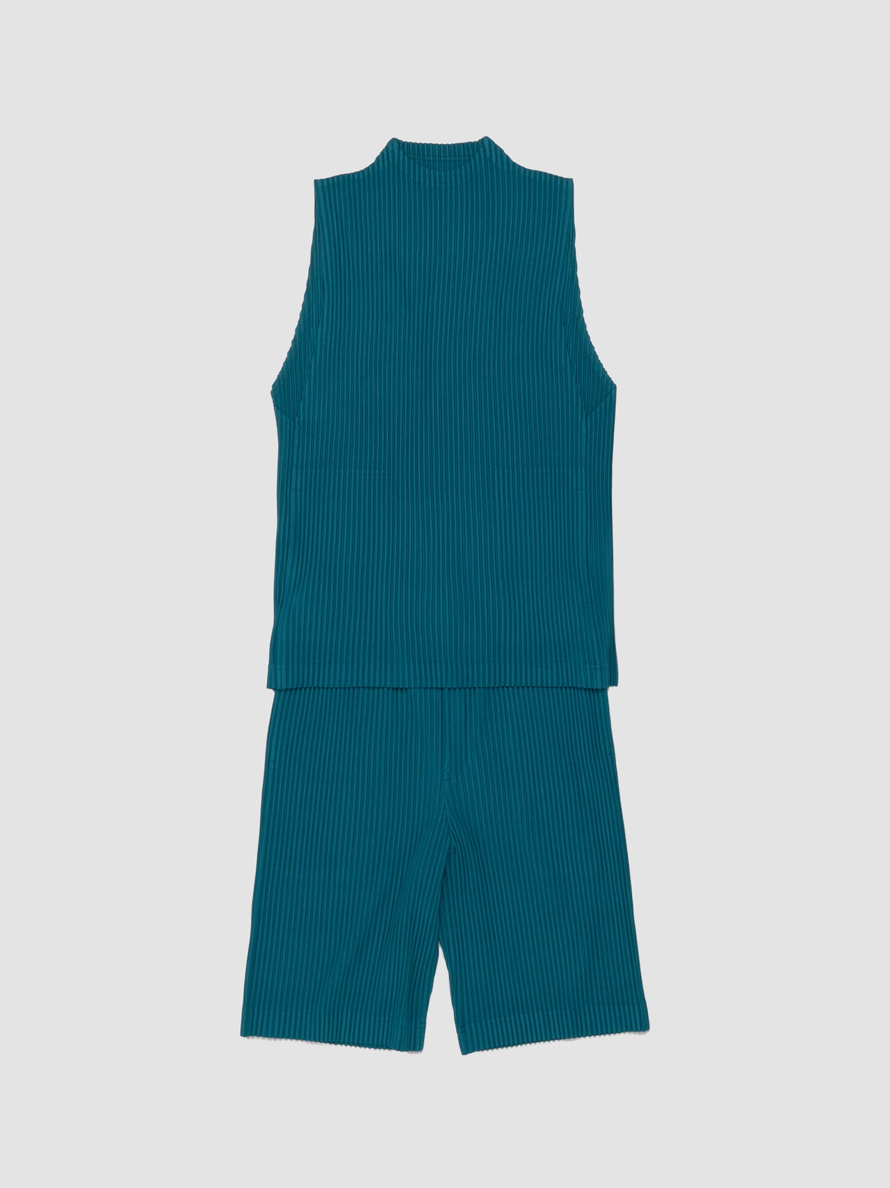 Pleated Sleeveless Top in Teal Green