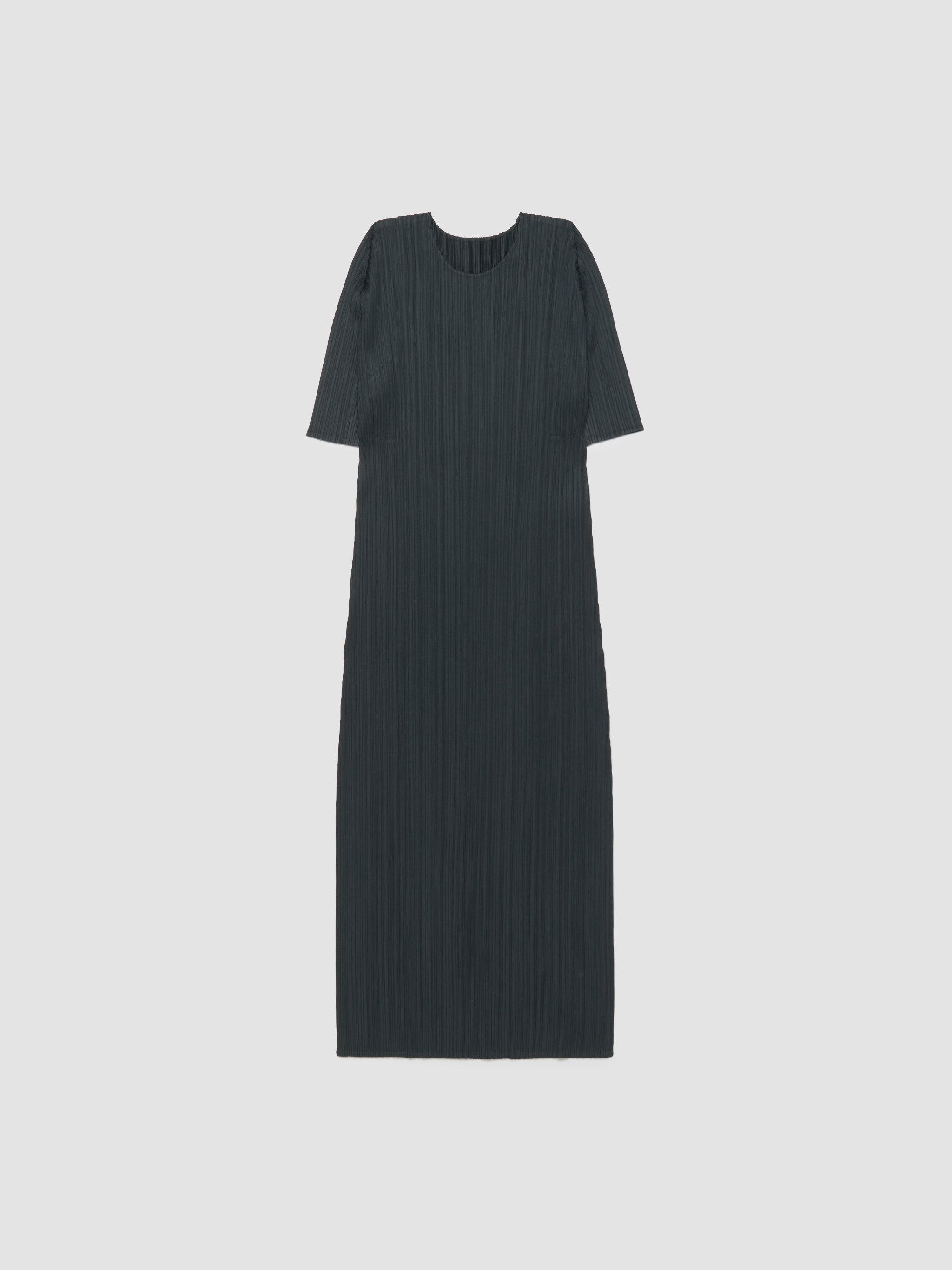 Pleated Midi Dress in Charcoal Grey