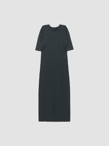 PLEATS PLEASE Issey Miyake - Pleated Midi Dress in Charcoal Grey
