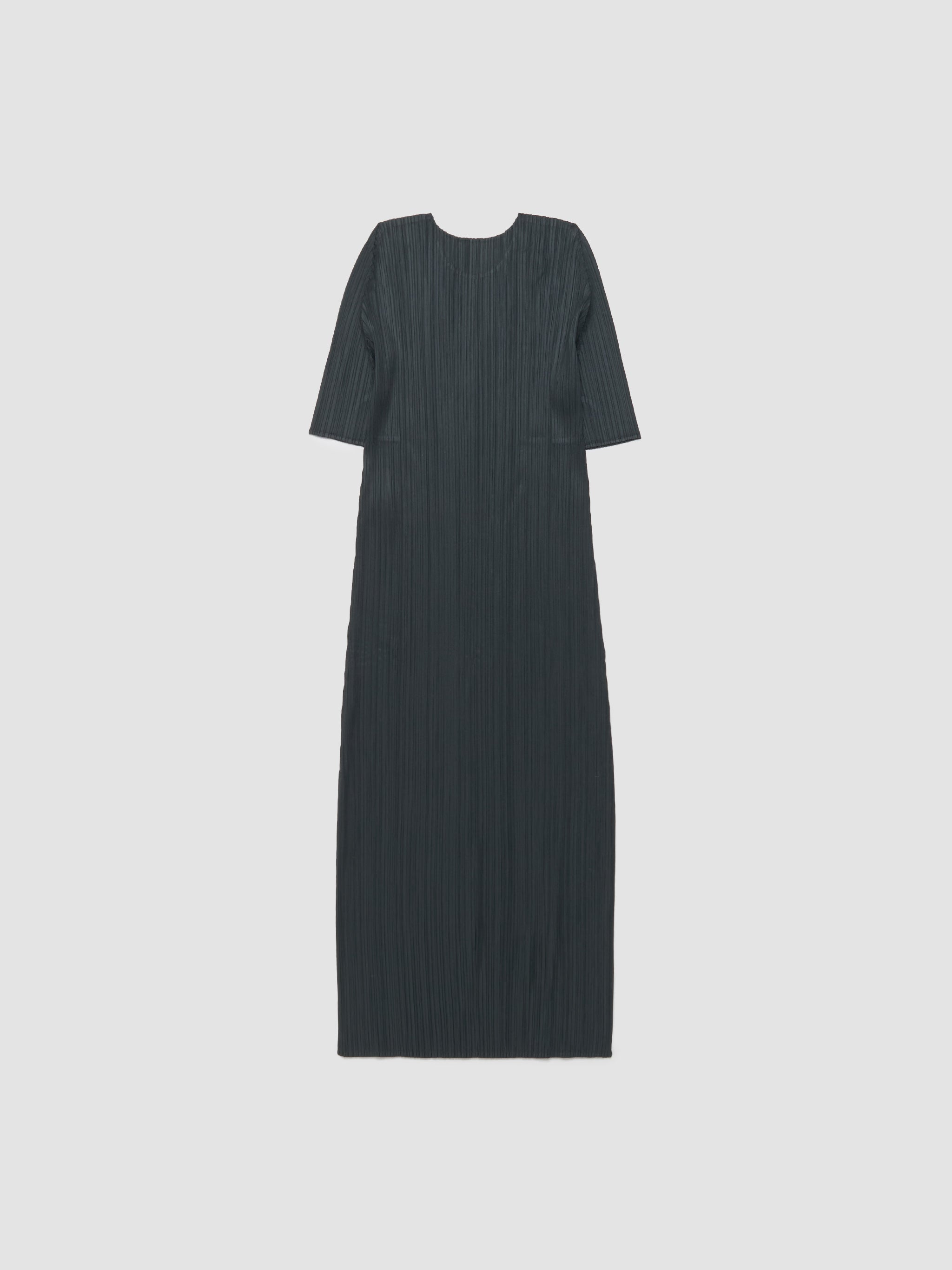 Pleated Midi Dress in Charcoal Grey