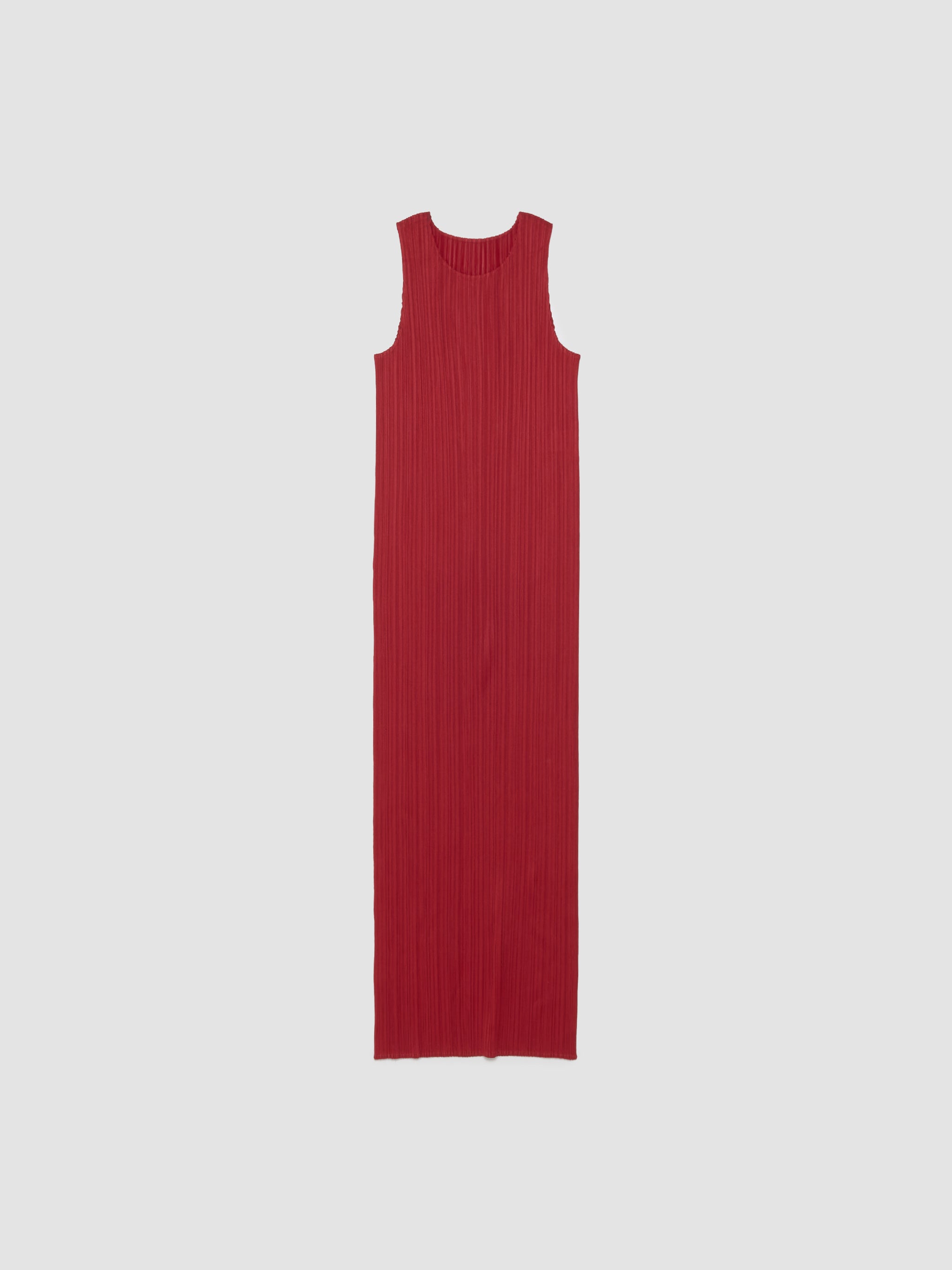 Pleated Sleeveless Dress in Red