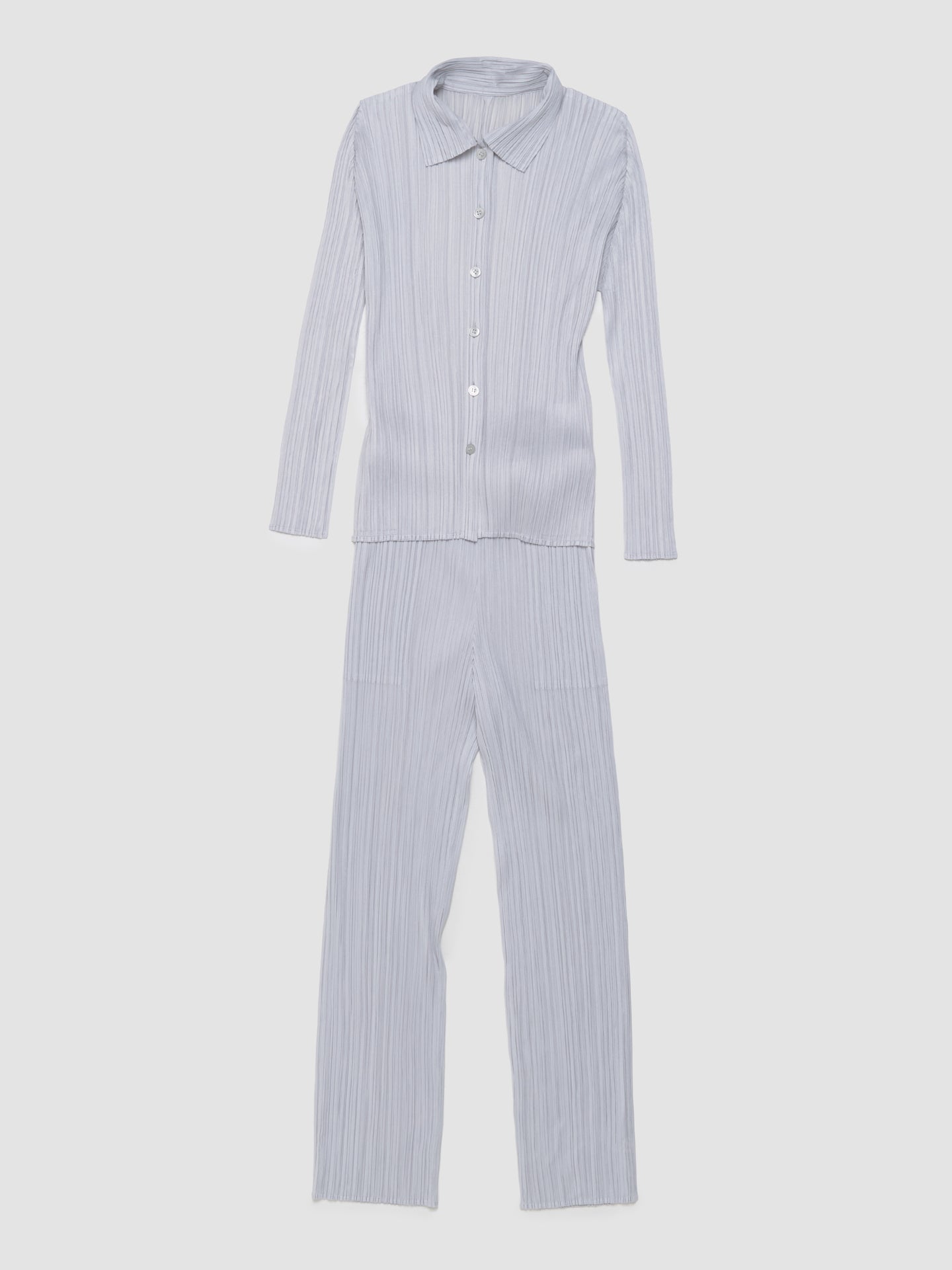 Pleated Tapered Leg Trousers in Light Grey