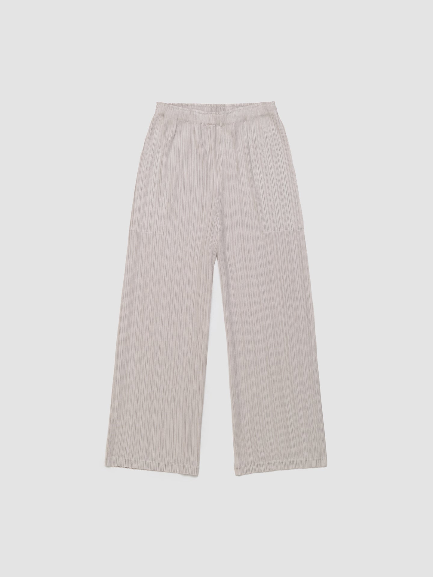 Pleated Cropped Trousers in Light Beige