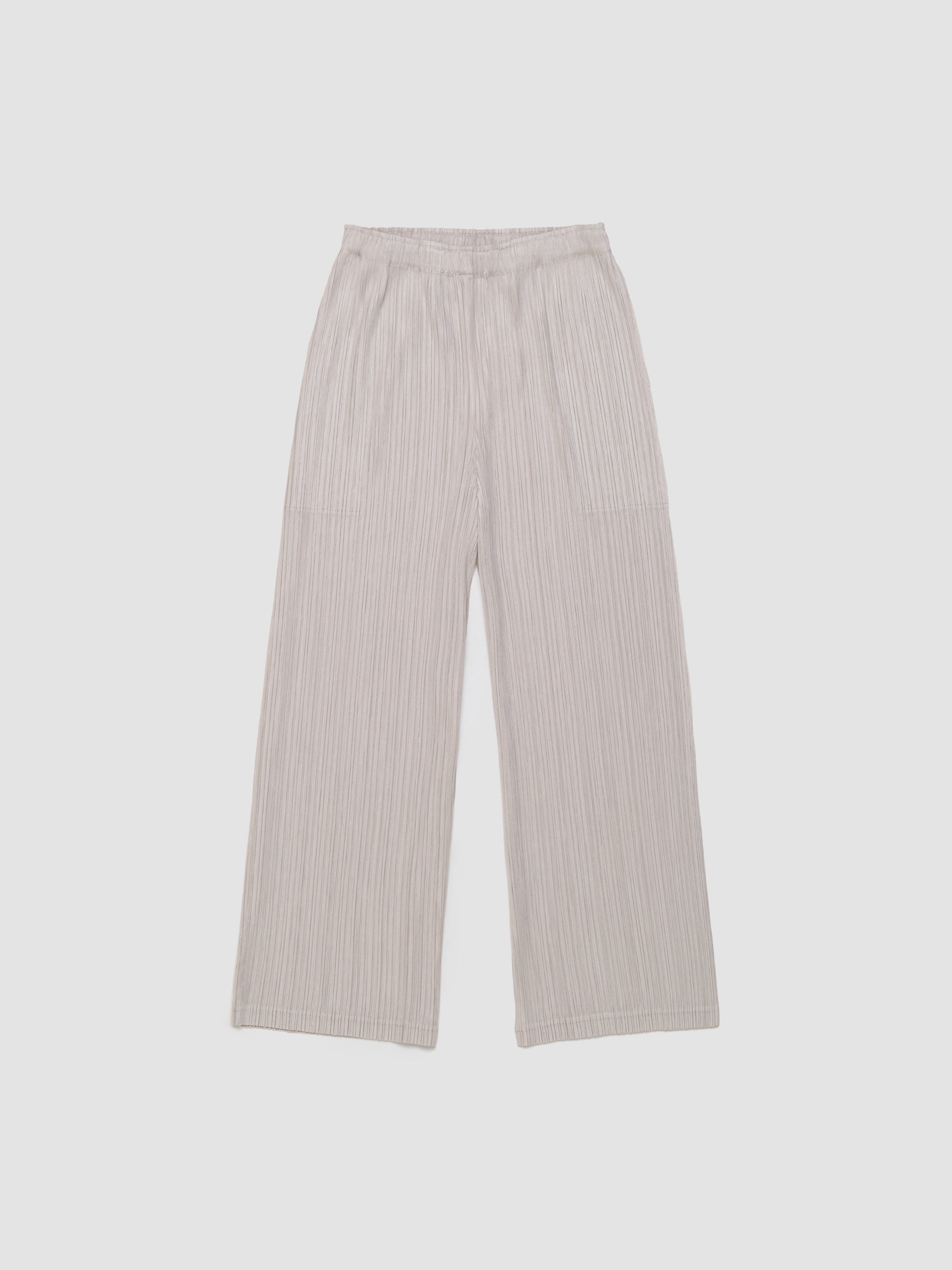 Pleated Cropped Trousers in Light Beige