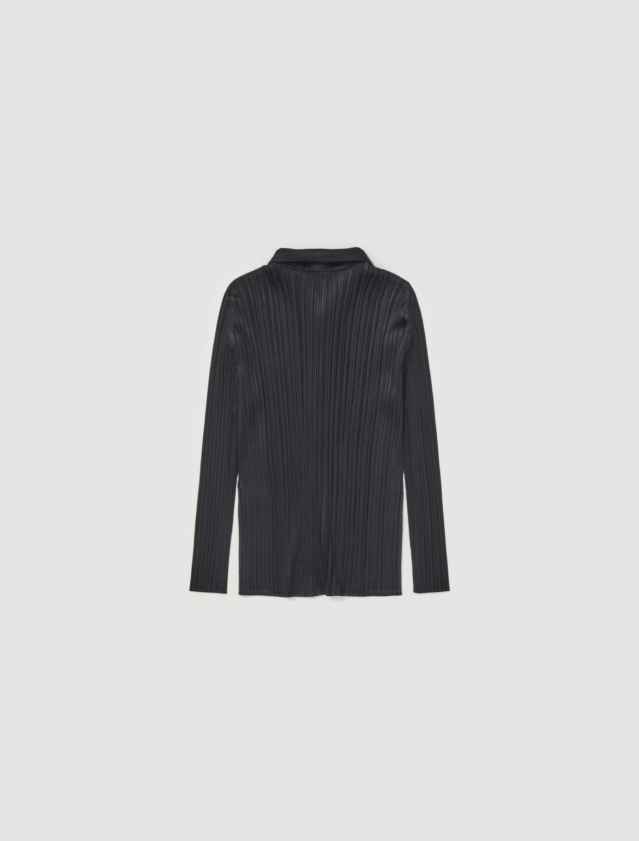 Pleated Button-Up Shirt in Black