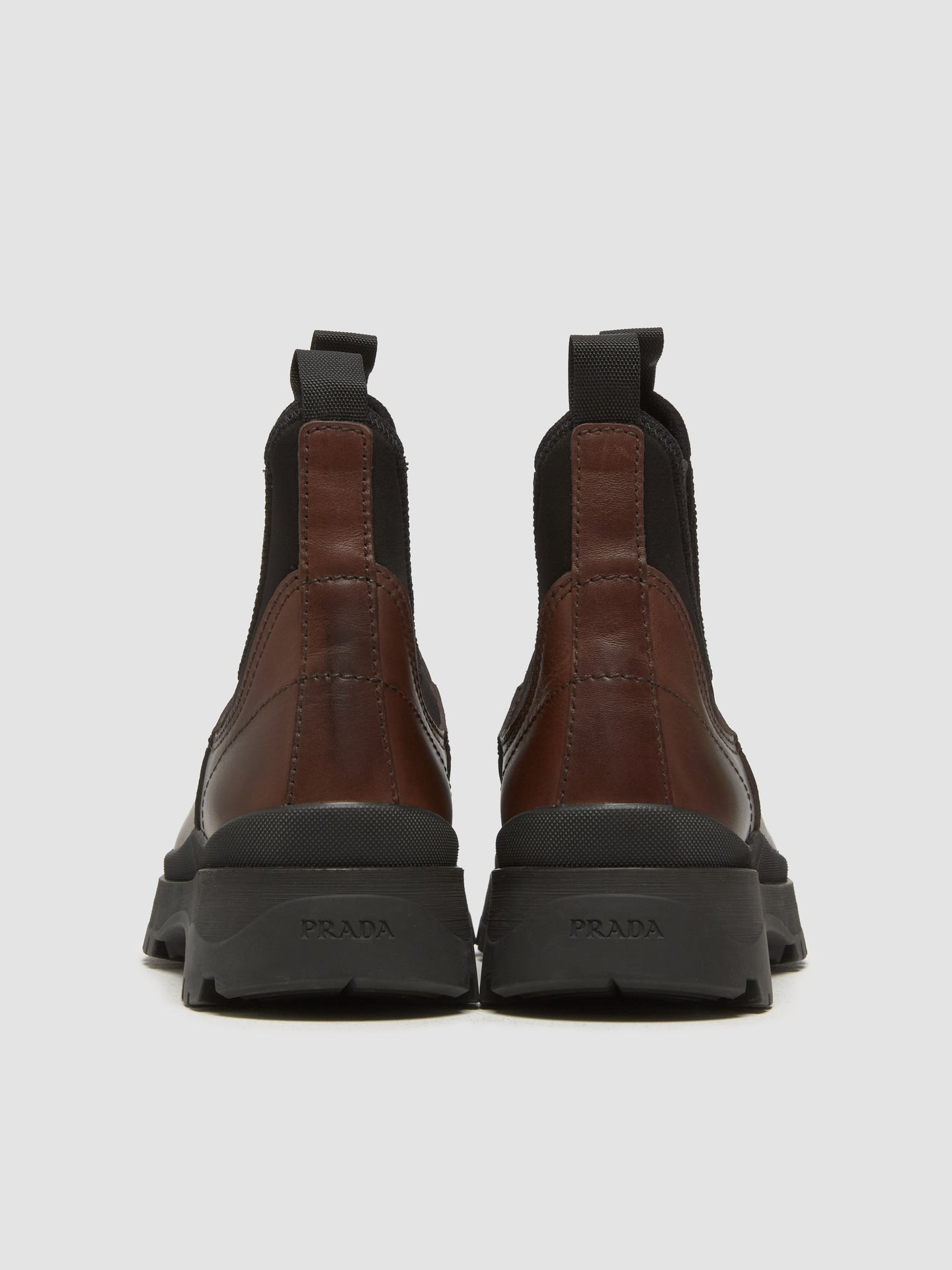 Leather and Stretch Fabric Chelsea Boots in Ebony