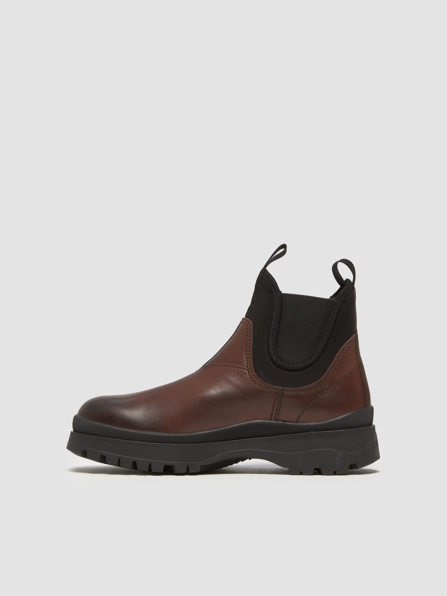 Leather and Stretch Fabric Chelsea Boots in Ebony