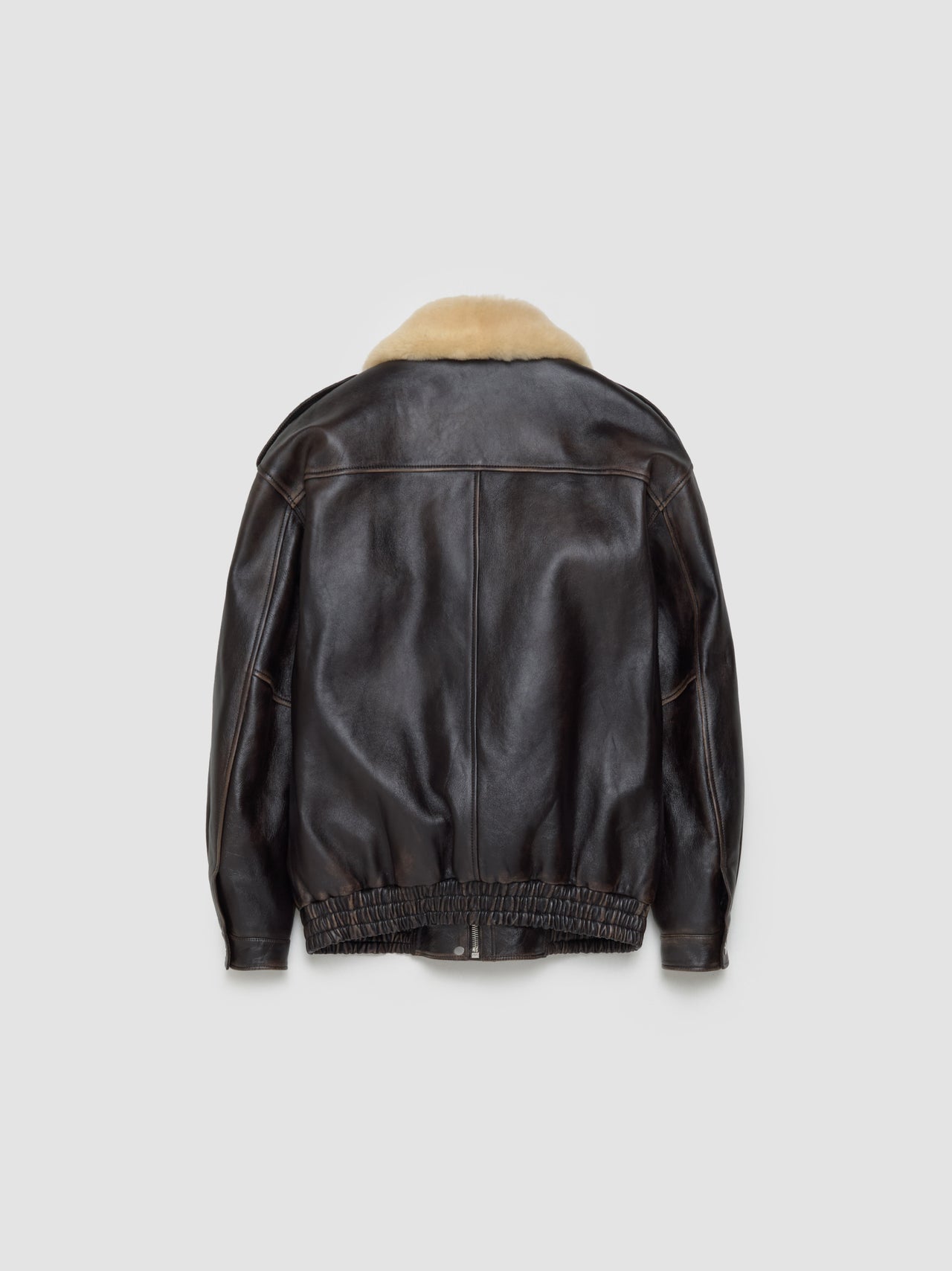 Nappa Leather Bomber Jacket in Coffee