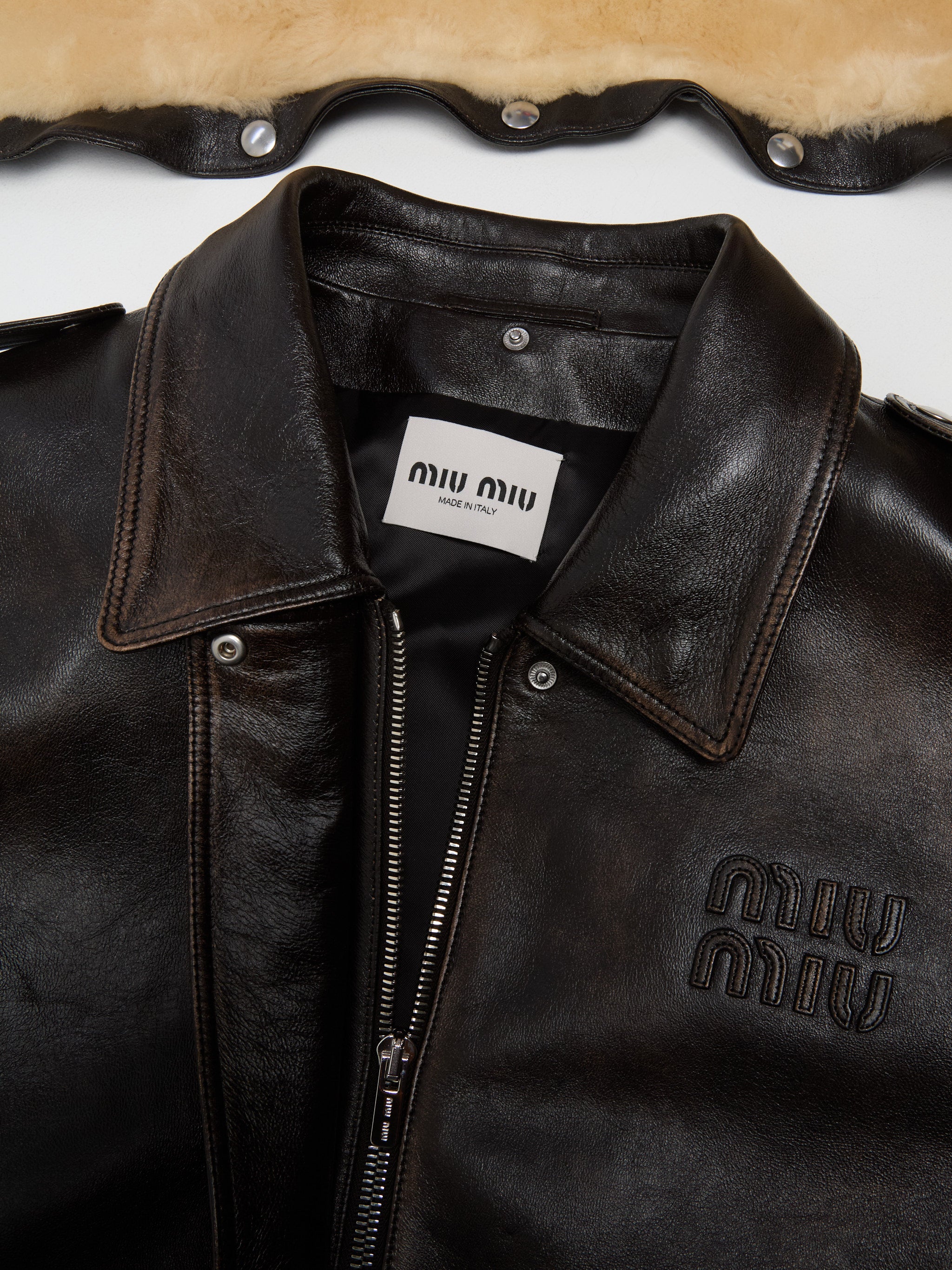 Nappa Leather Bomber Jacket in Coffee