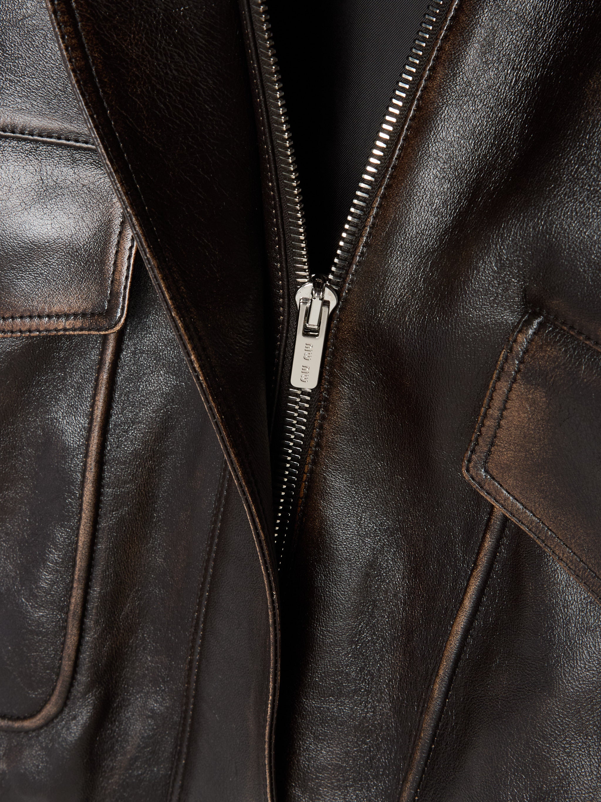 Nappa Leather Bomber Jacket in Coffee