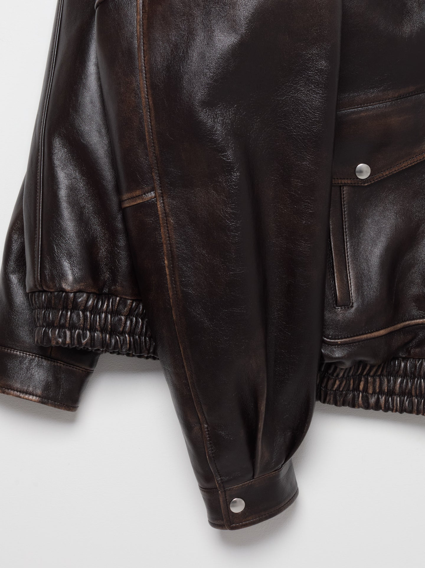 Nappa Leather Bomber Jacket in Coffee