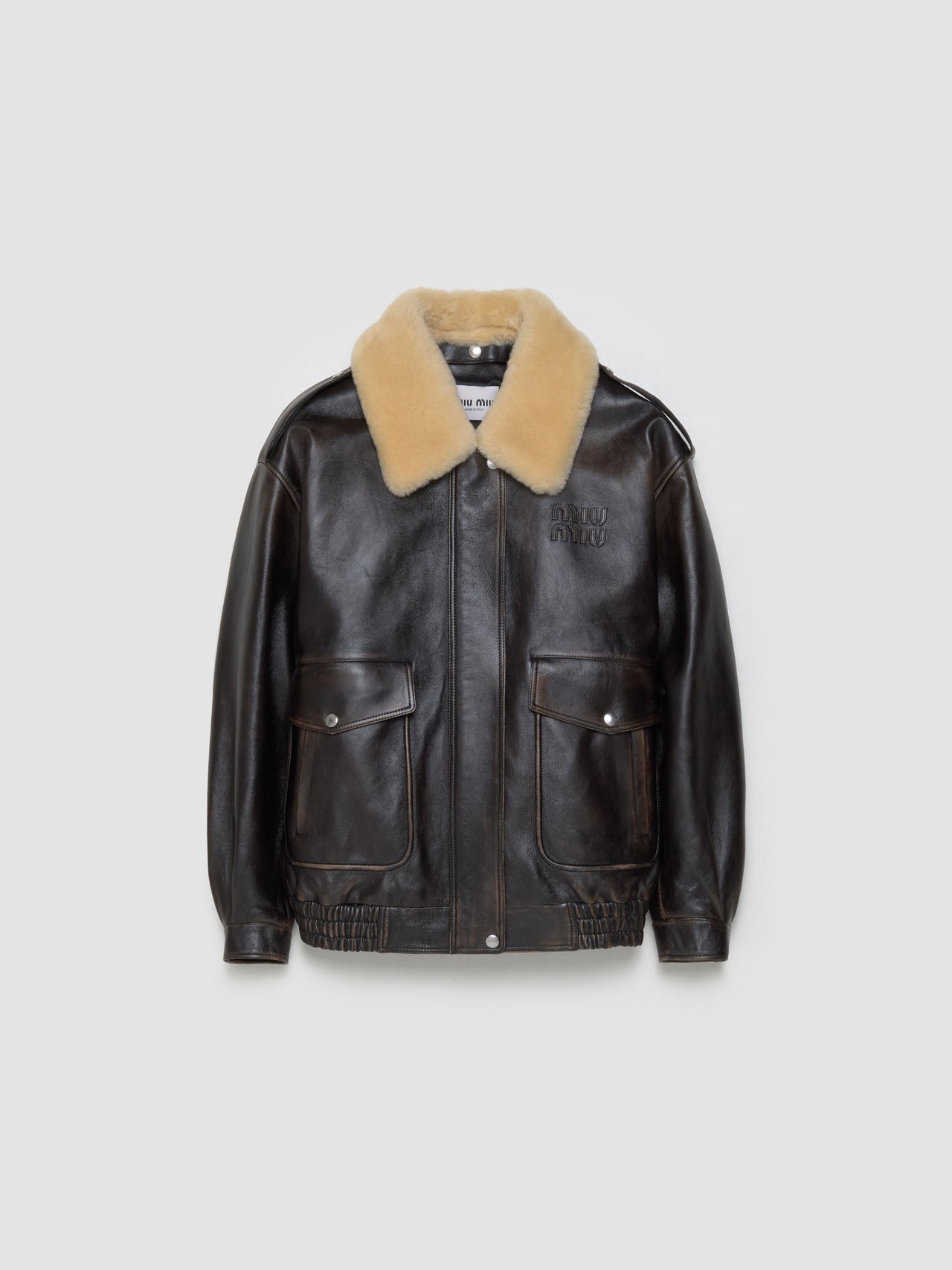 Nappa Leather Bomber Jacket in Coffee