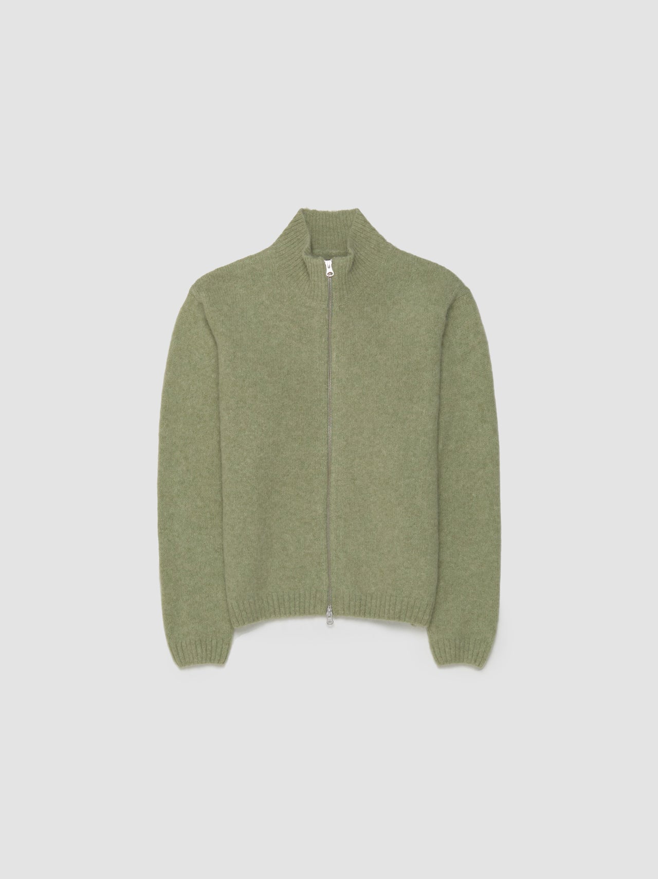 Brushed Mock Full Zip Sweater in Sage