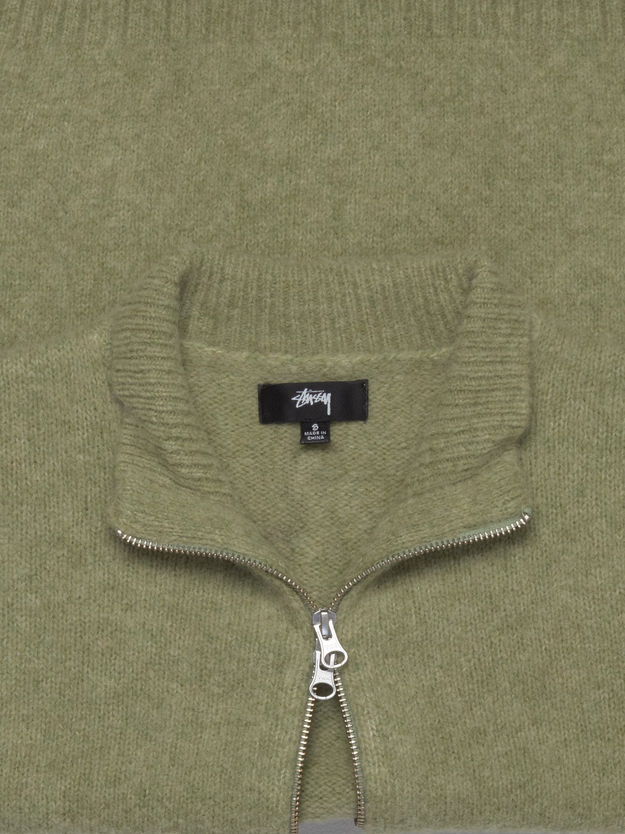 Brushed Mock Full Zip Sweater in Sage