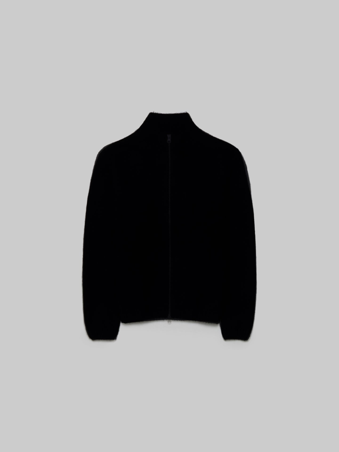 Brushed Mock Full Zip Sweater in Black