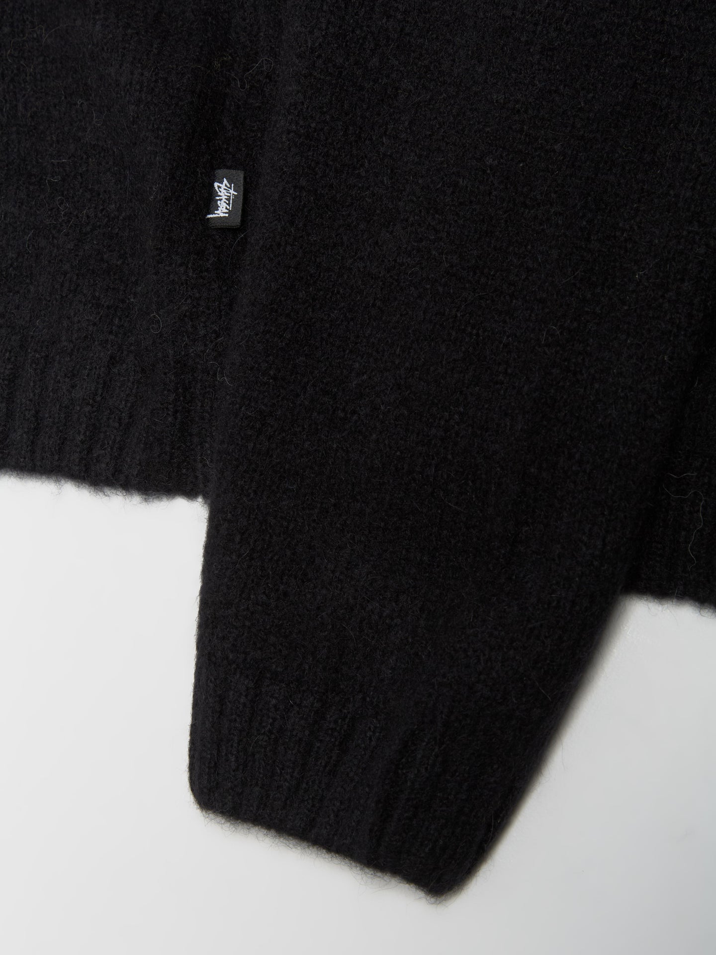 Brushed Mock Full Zip Sweater in Black