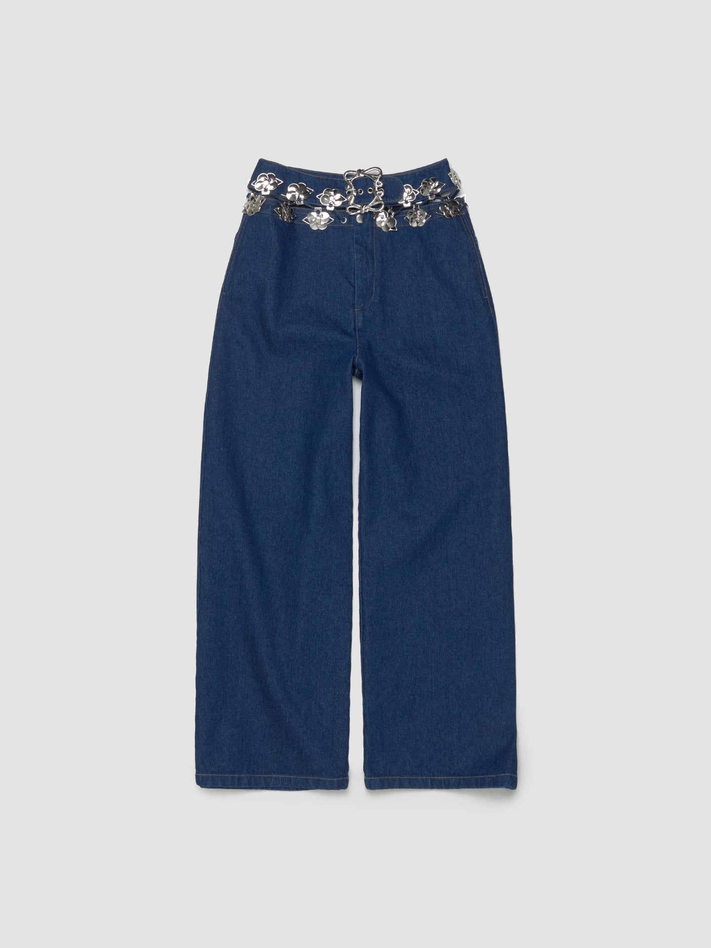 Carabiner Wide Leg Denim Trousers in Blue