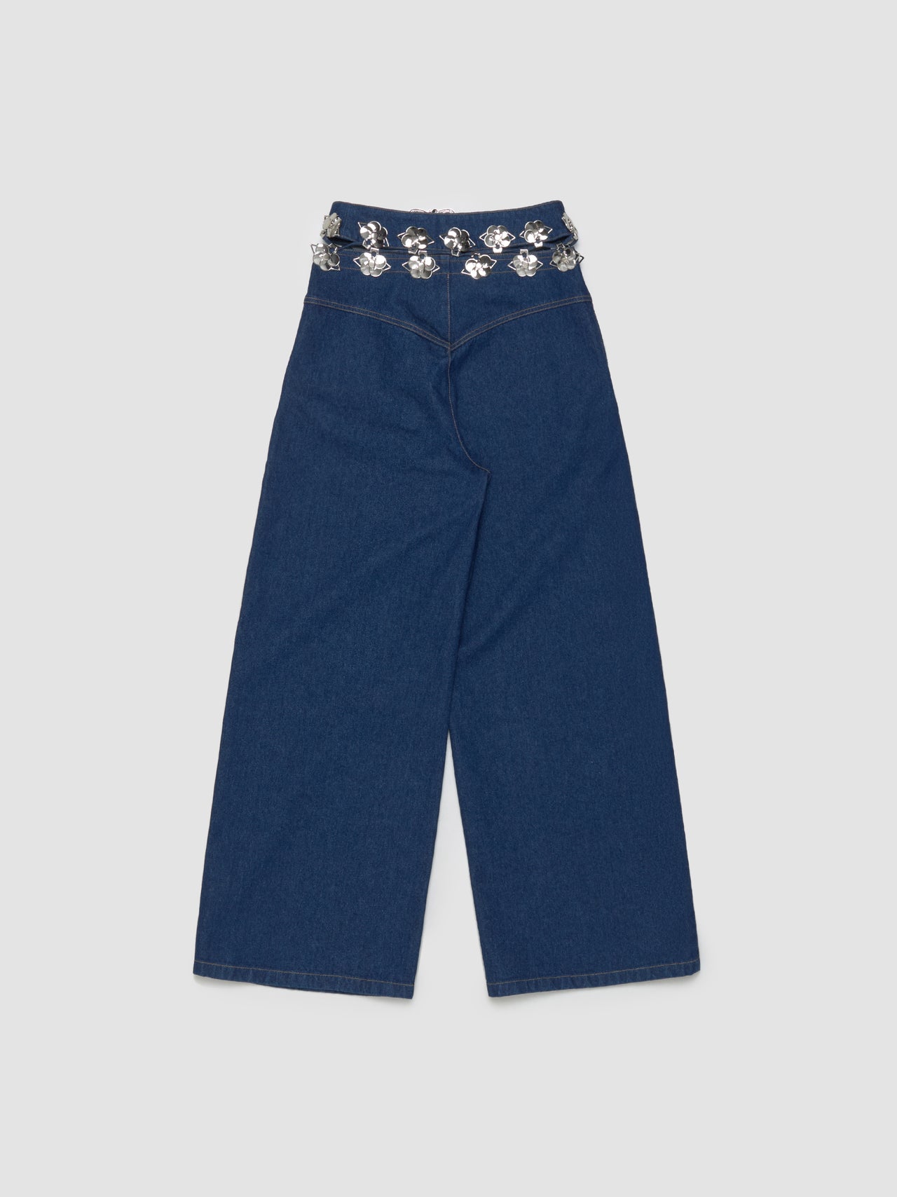 Carabiner Wide Leg Denim Trousers in Blue