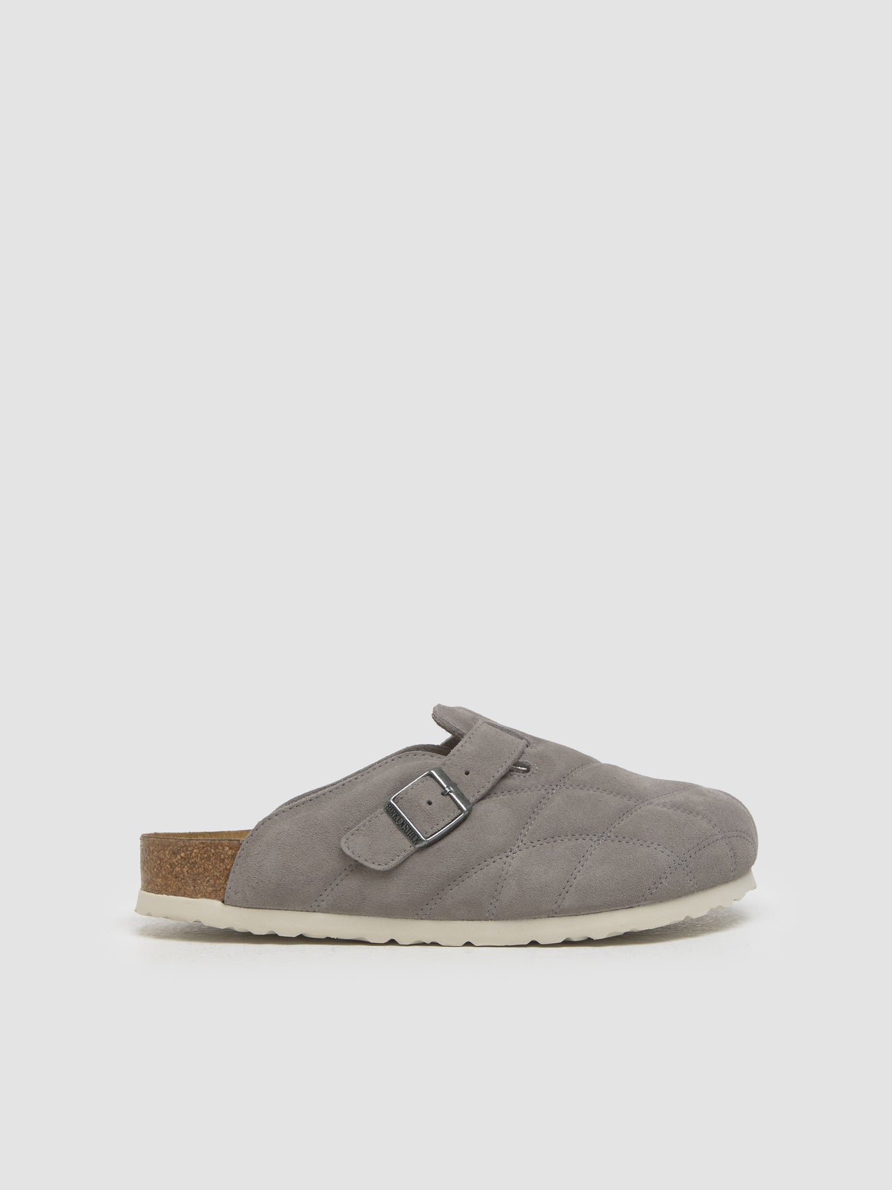 Boston Quilted Suede Clog in Stone Coin