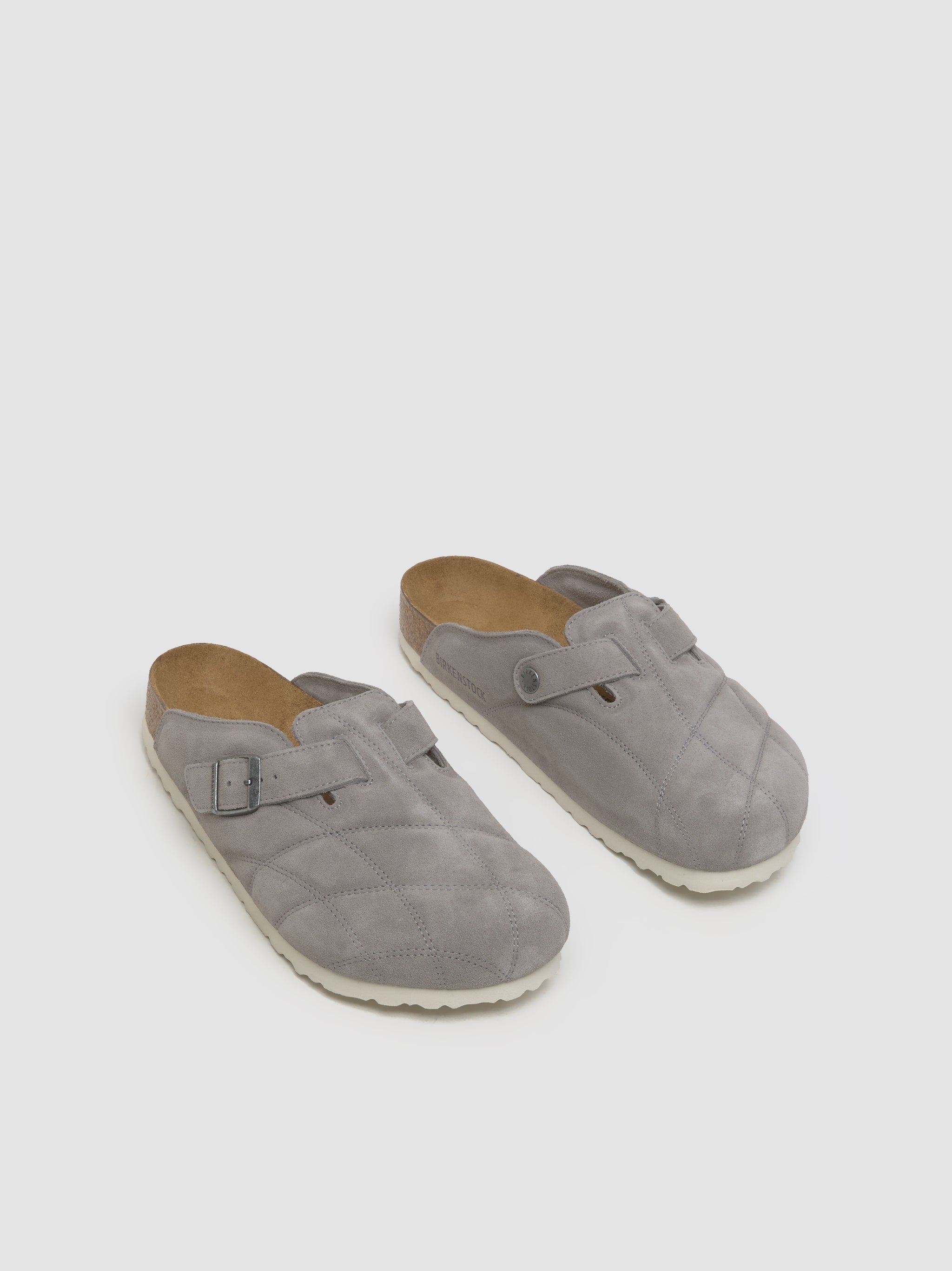 Boston Quilted Suede Clog in Stone Coin
